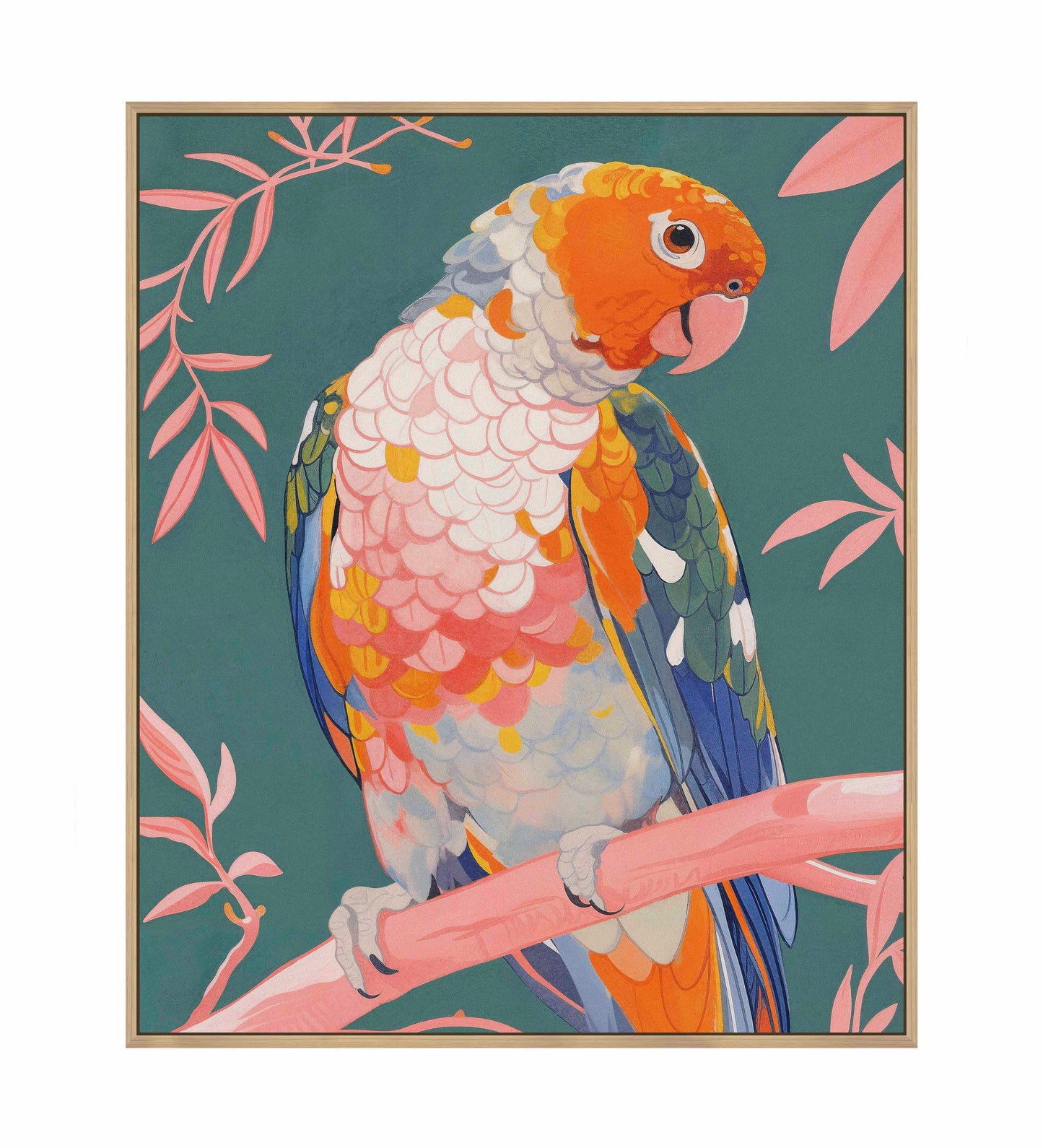 Prismatic Perch - Sun Conure in Dreamy Grove - Gallery Wrapped Canvas