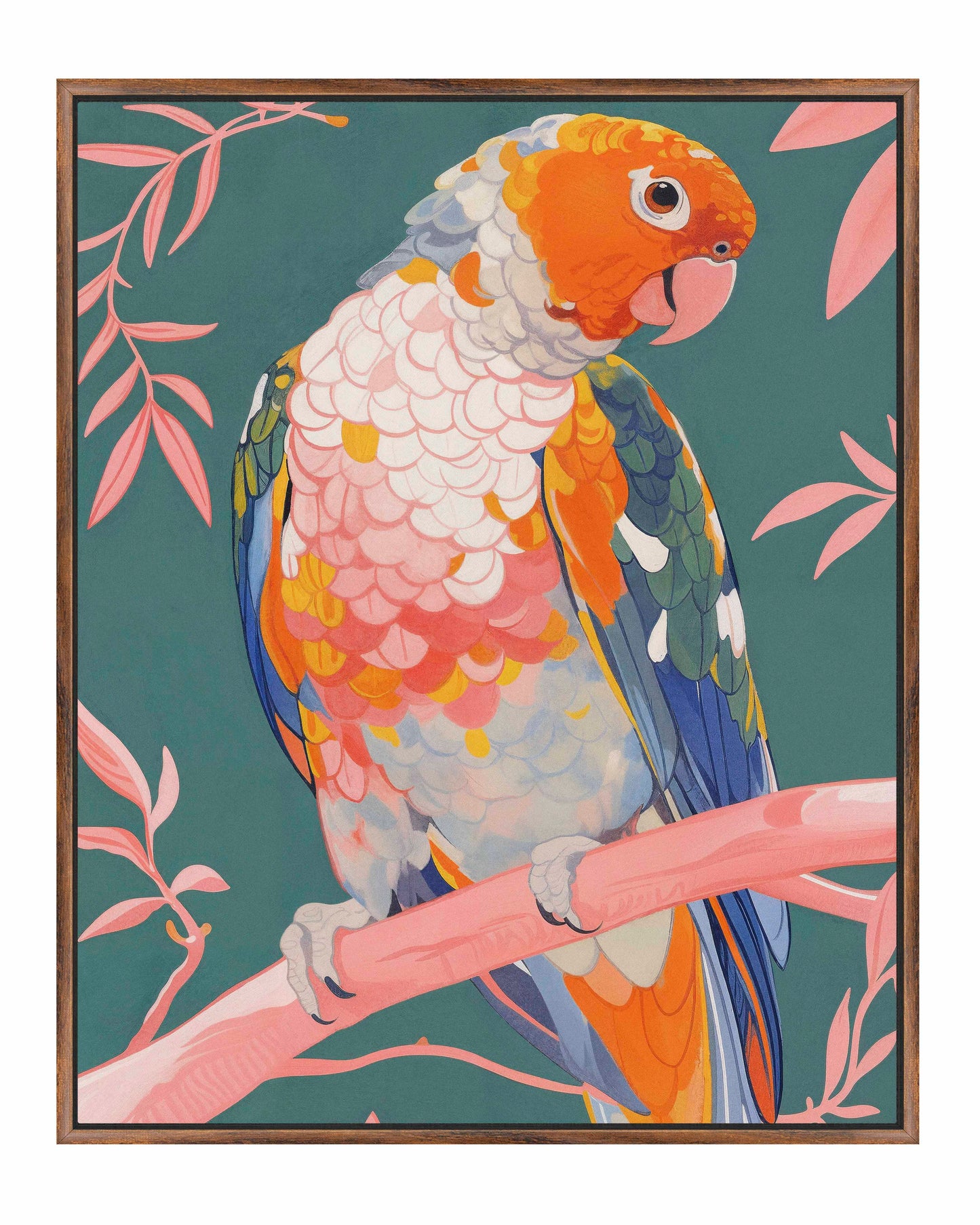 Prismatic Perch - Sun Conure in Dreamy Grove - Gallery Wrapped Canvas