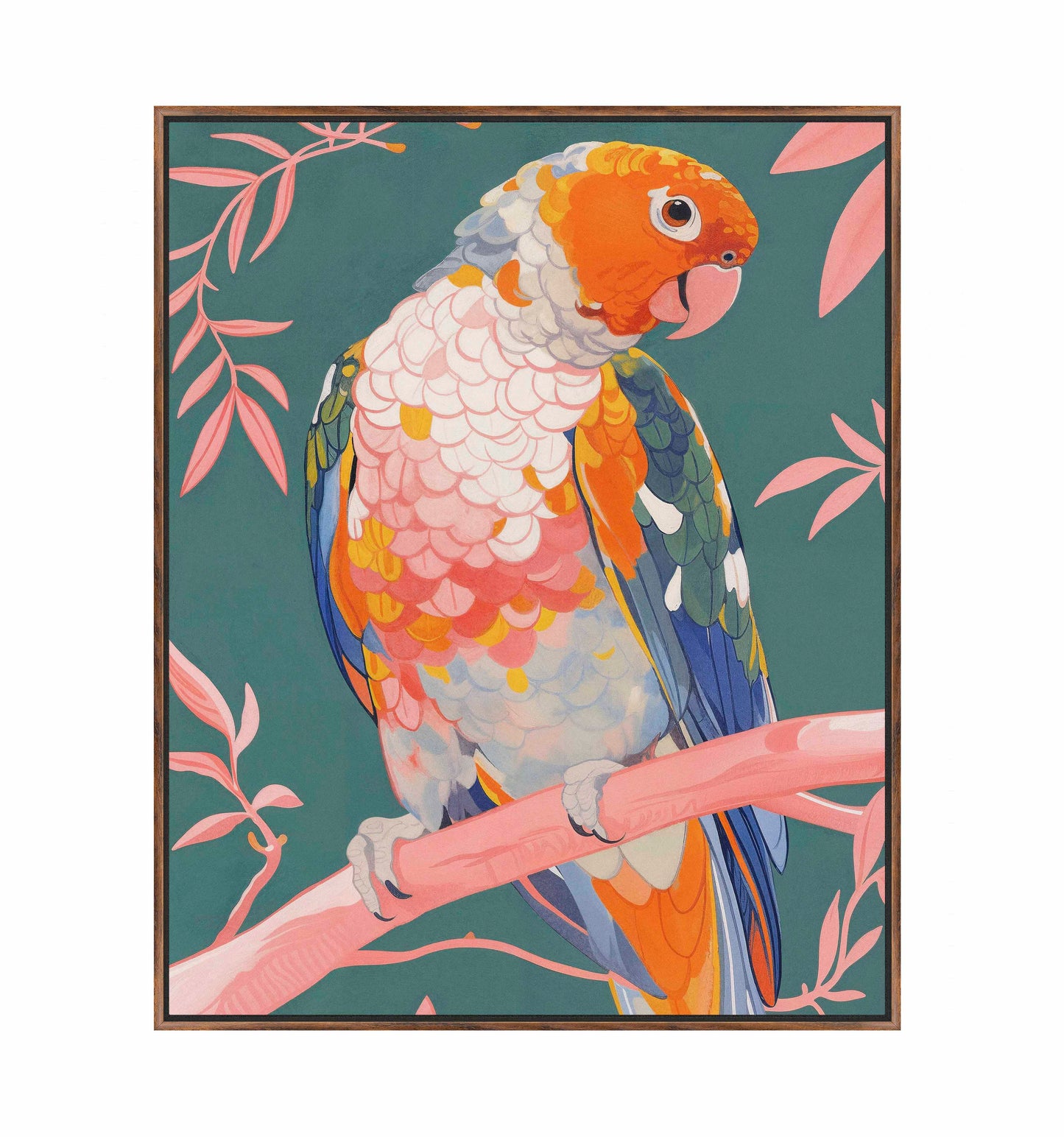 Prismatic Perch - Sun Conure in Dreamy Grove - Gallery Wrapped Canvas