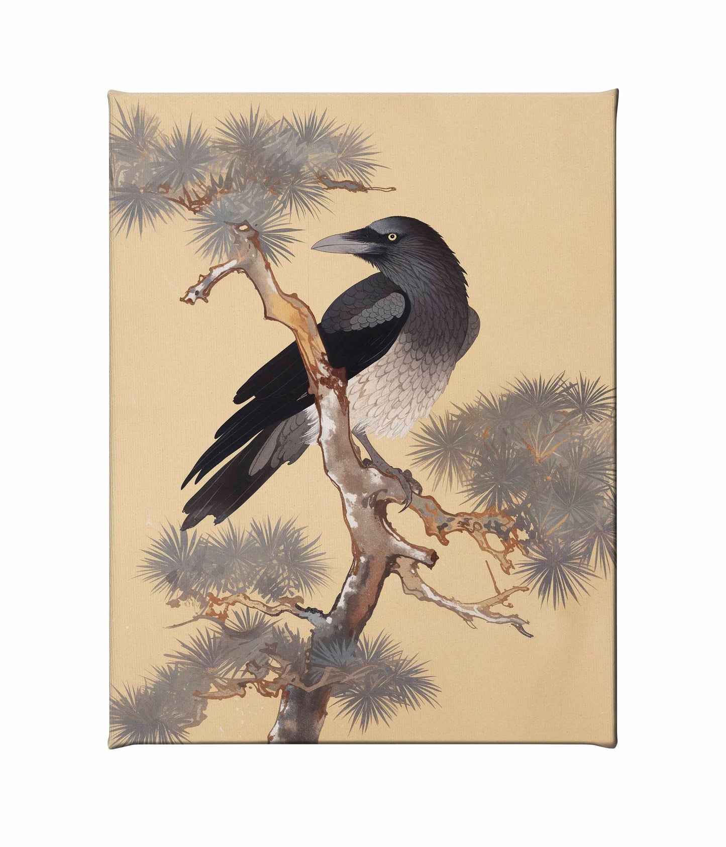Mystic Watcher - Raven in Pine Grove - Gallery Wrapped Canvas