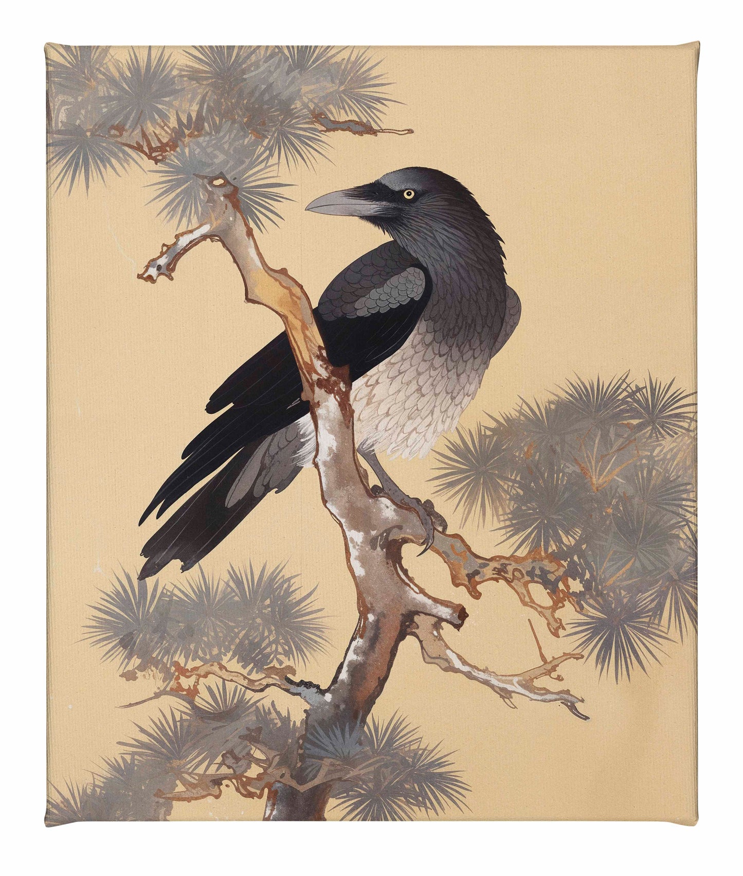 Mystic Watcher - Raven in Pine Grove - Gallery Wrapped Canvas