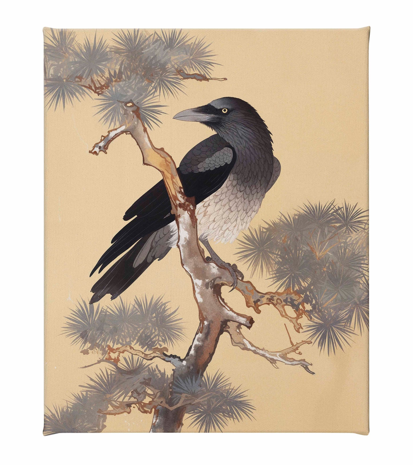 Mystic Watcher - Raven in Pine Grove - Gallery Wrapped Canvas
