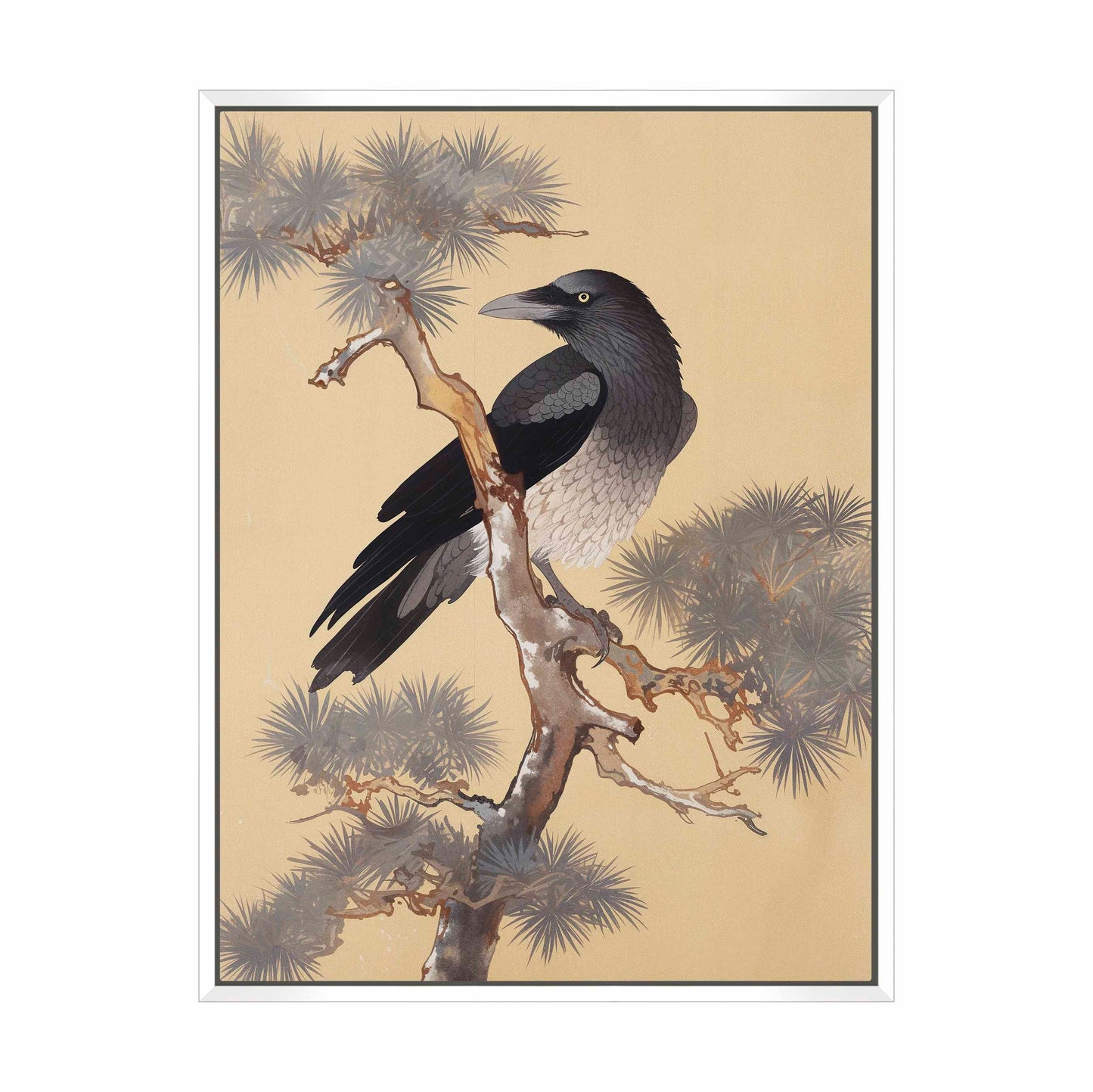 Mystic Watcher - Raven in Pine Grove - Gallery Wrapped Canvas