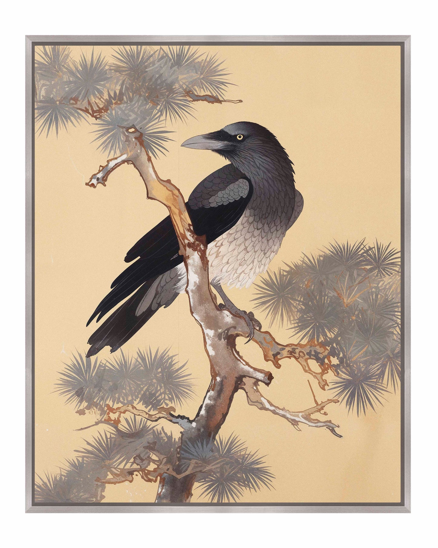 Mystic Watcher - Raven in Pine Grove - Gallery Wrapped Canvas