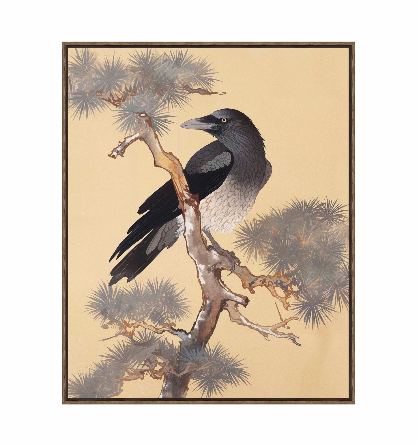 Mystic Watcher - Raven in Pine Grove - Gallery Wrapped Canvas