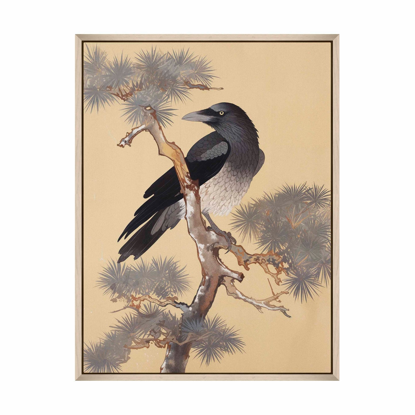 Mystic Watcher - Raven in Pine Grove - Gallery Wrapped Canvas