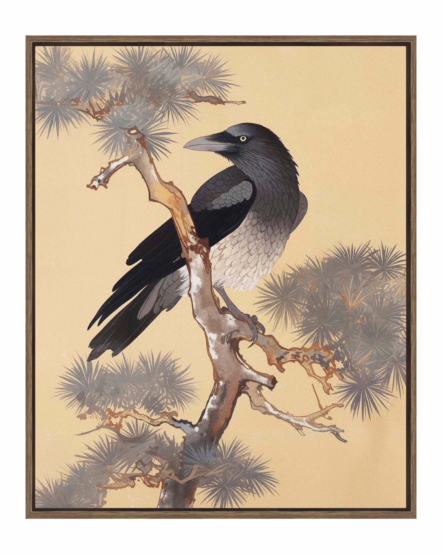 Mystic Watcher - Raven in Pine Grove - Gallery Wrapped Canvas
