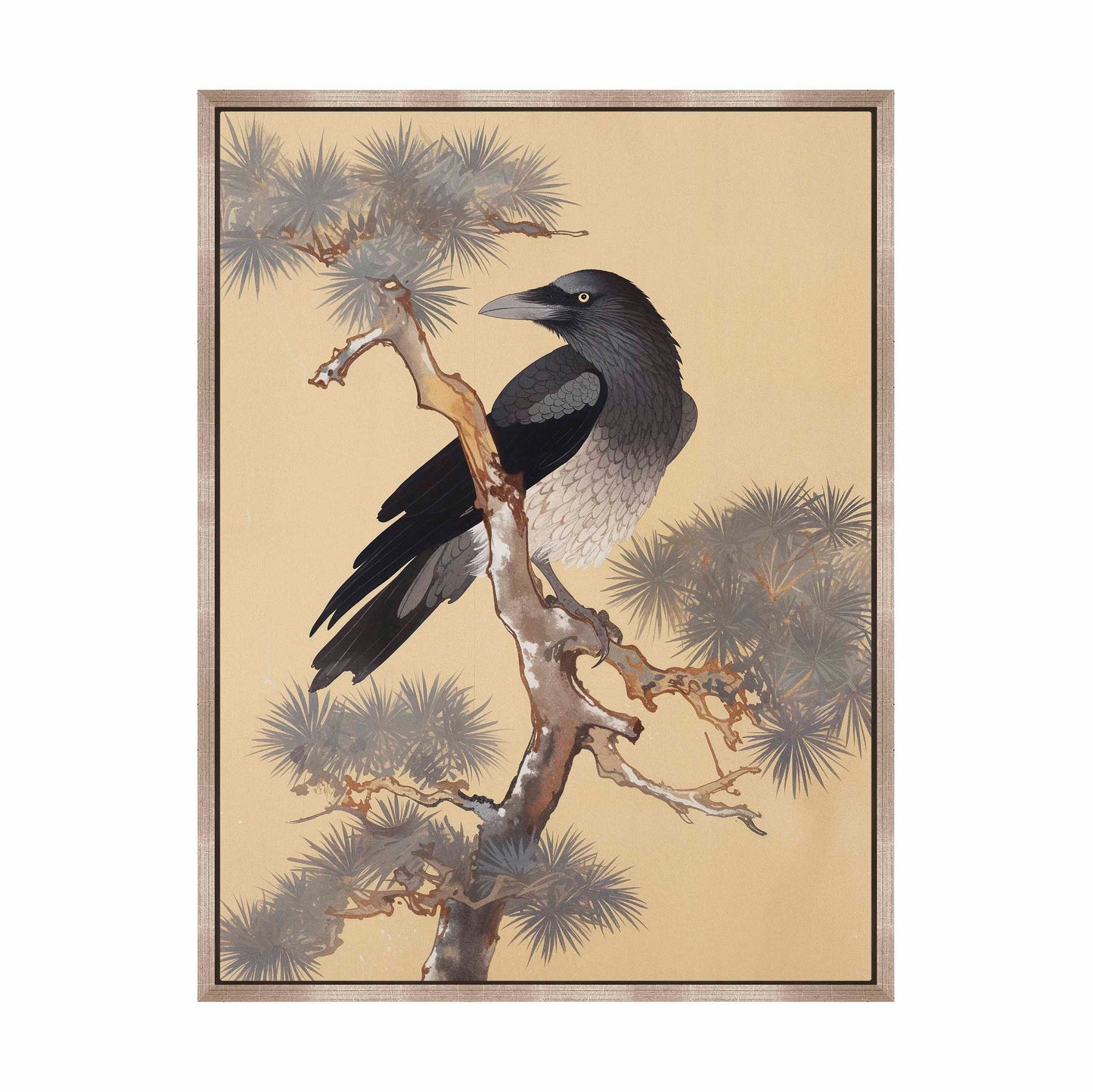 Mystic Watcher - Raven in Pine Grove - Gallery Wrapped Canvas