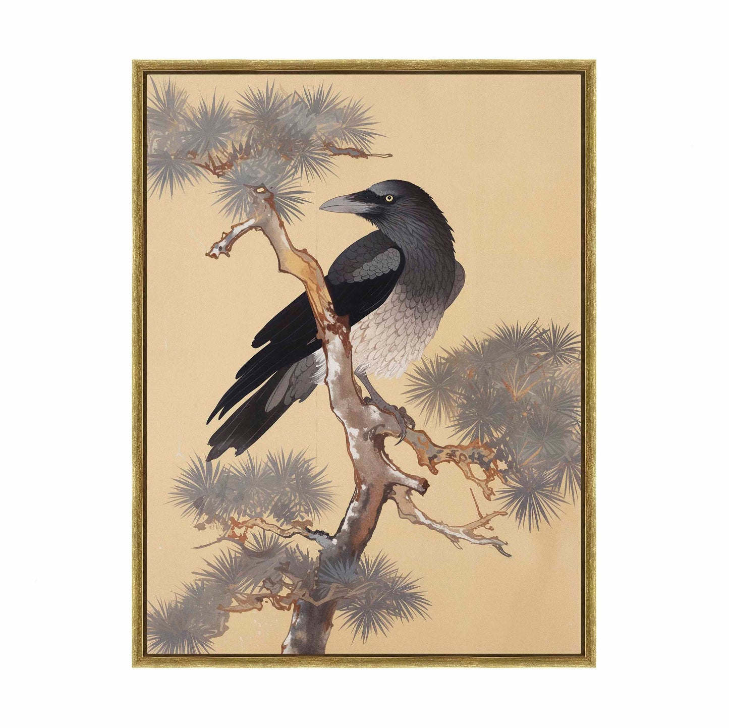 Mystic Watcher - Raven in Pine Grove - Gallery Wrapped Canvas