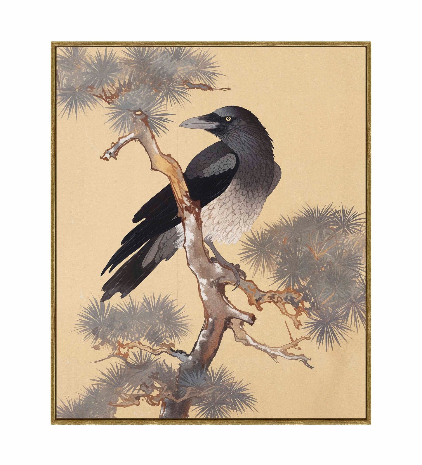 Mystic Watcher - Raven in Pine Grove - Gallery Wrapped Canvas