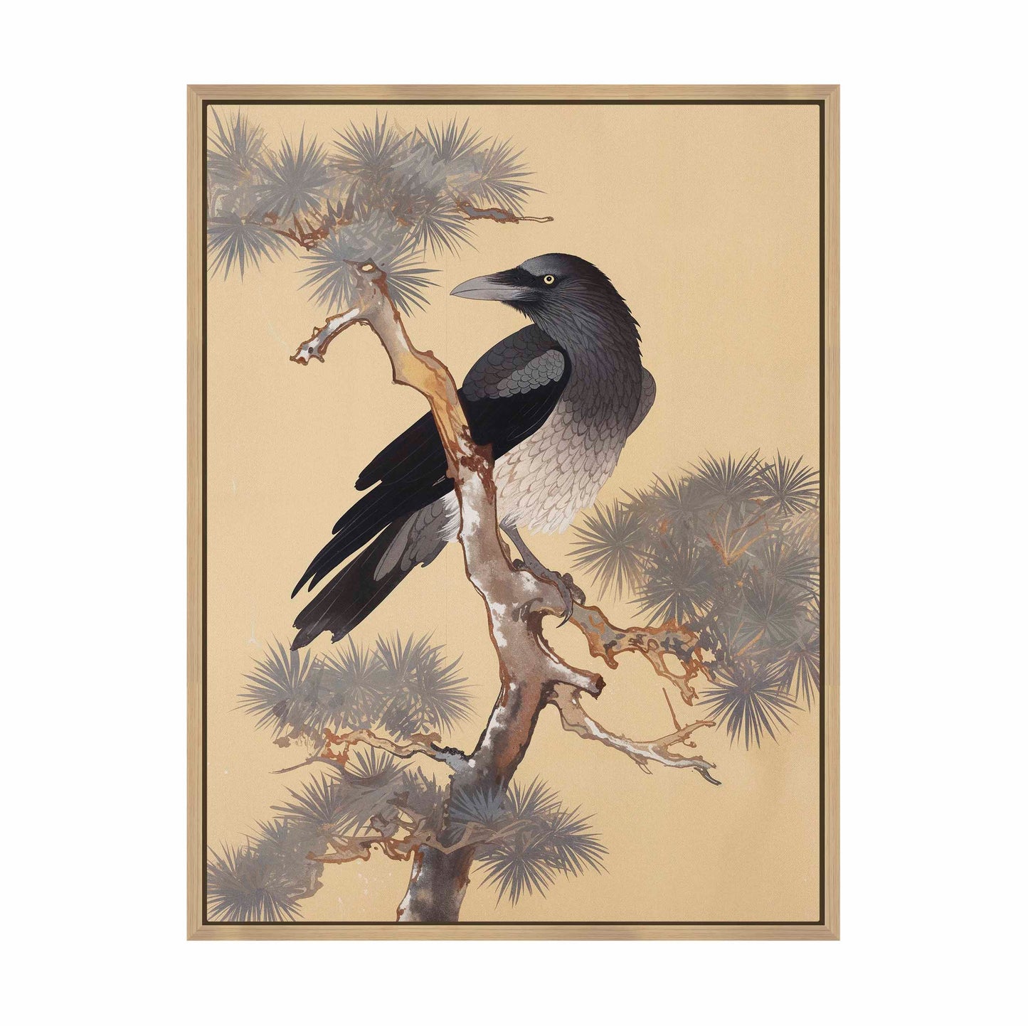Mystic Watcher - Raven in Pine Grove - Gallery Wrapped Canvas