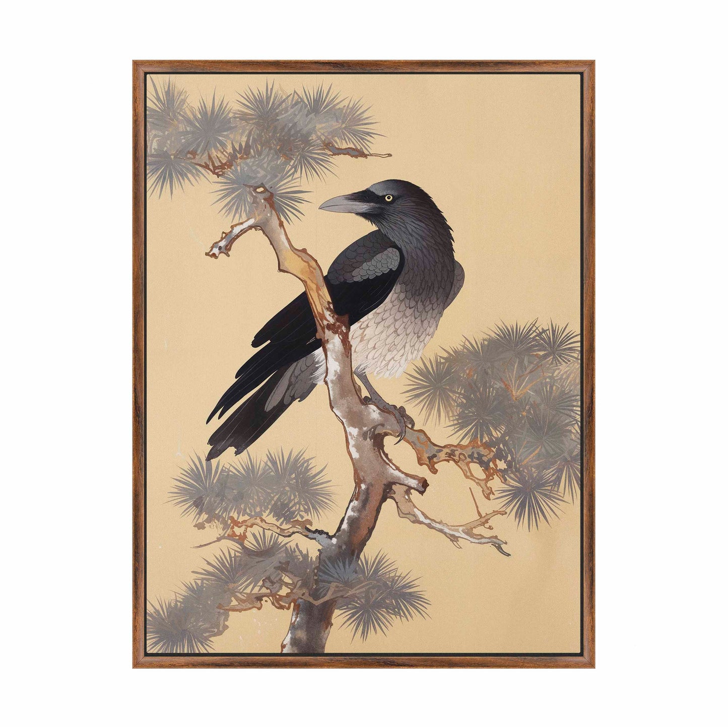 Mystic Watcher - Raven in Pine Grove - Gallery Wrapped Canvas