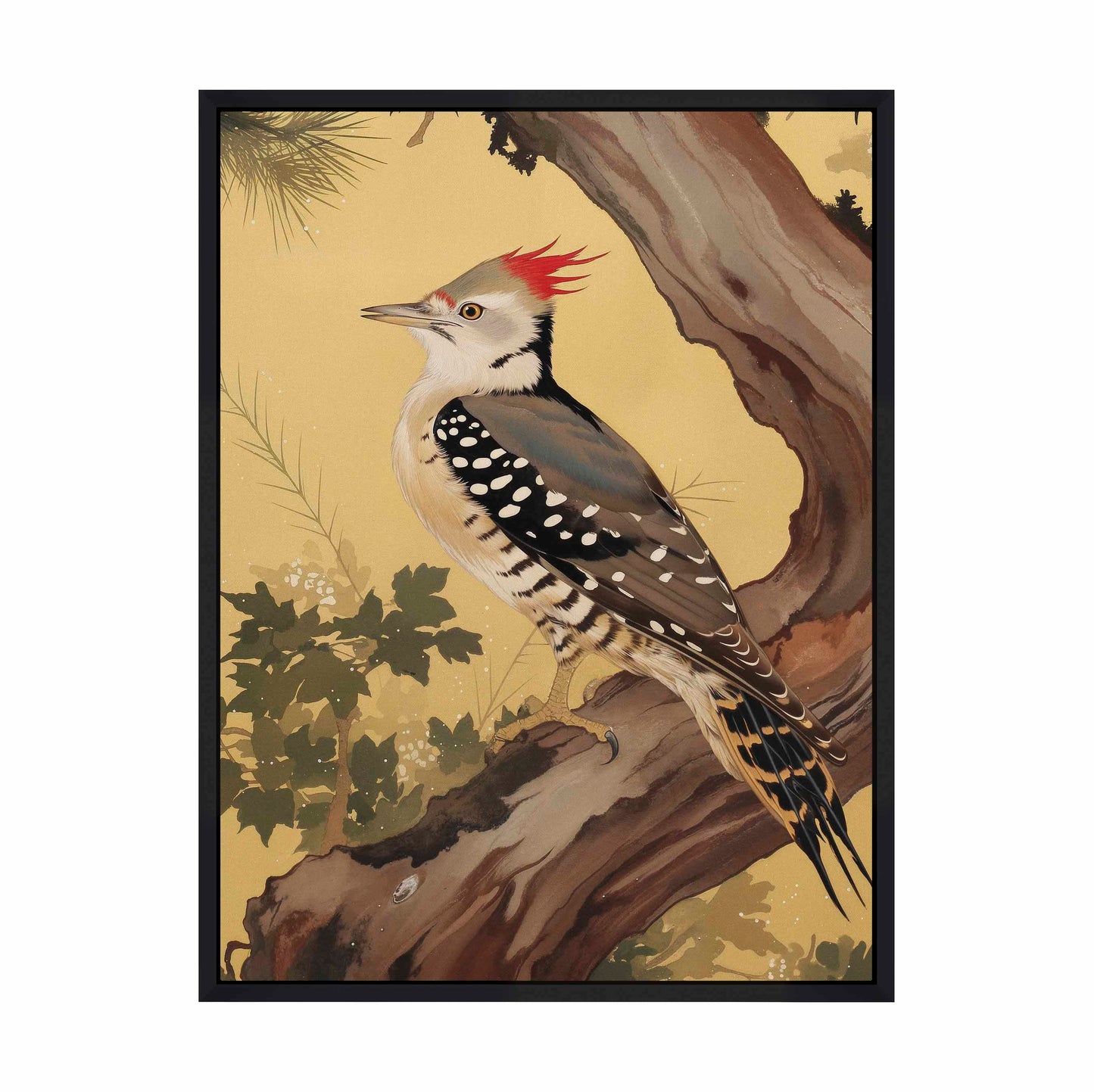 Echoes of the Forest - Woodpecker in Pine Haven - Gallery Wrapped Canvas