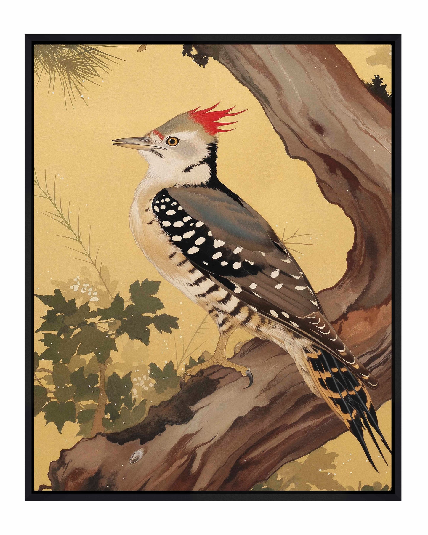 Echoes of the Forest - Woodpecker in Pine Haven - Gallery Wrapped Canvas