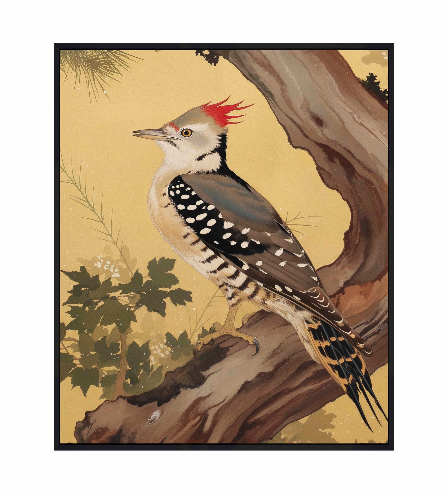 Echoes of the Forest - Woodpecker in Pine Haven - Gallery Wrapped Canvas