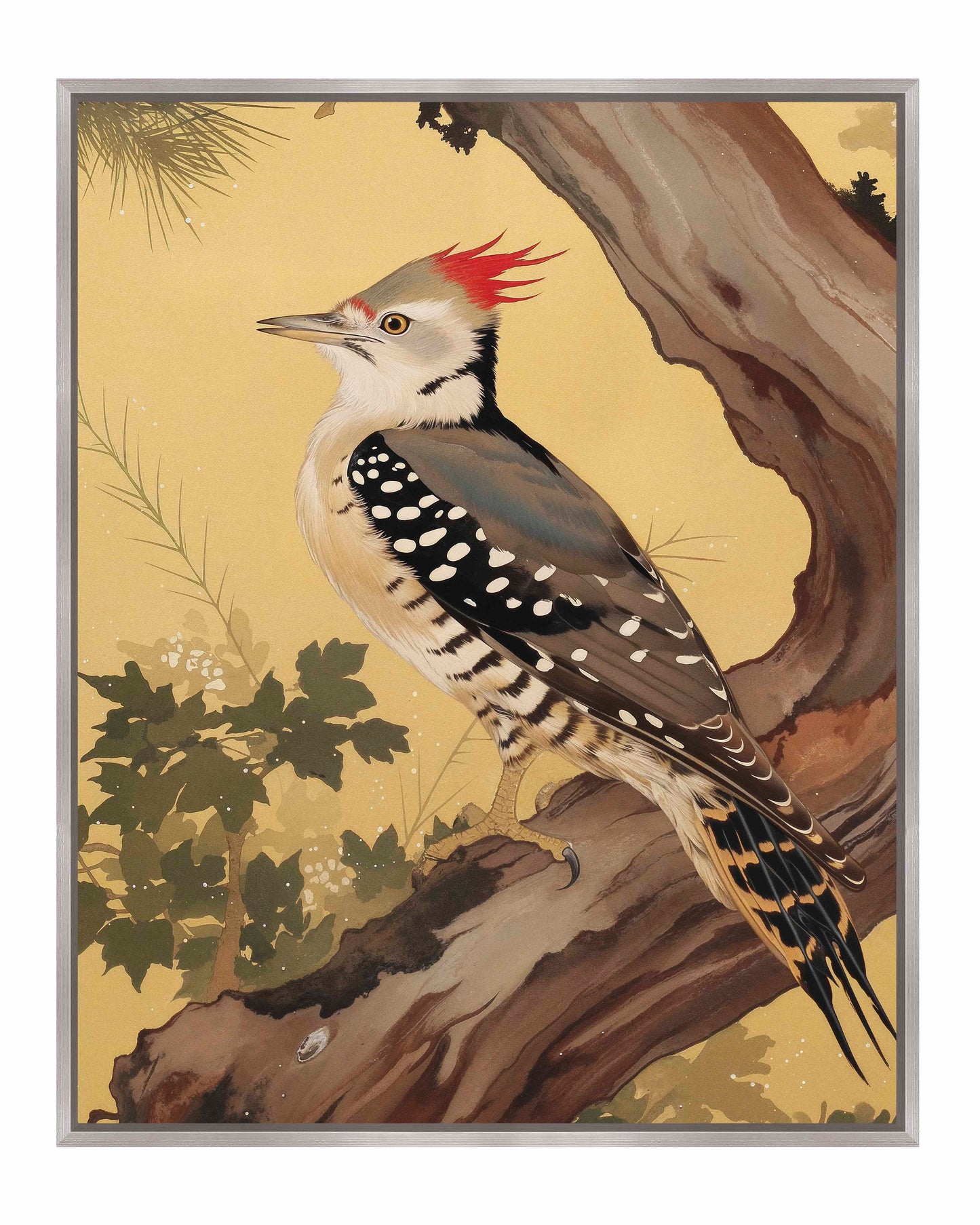 Echoes of the Forest - Woodpecker in Pine Haven - Gallery Wrapped Canvas