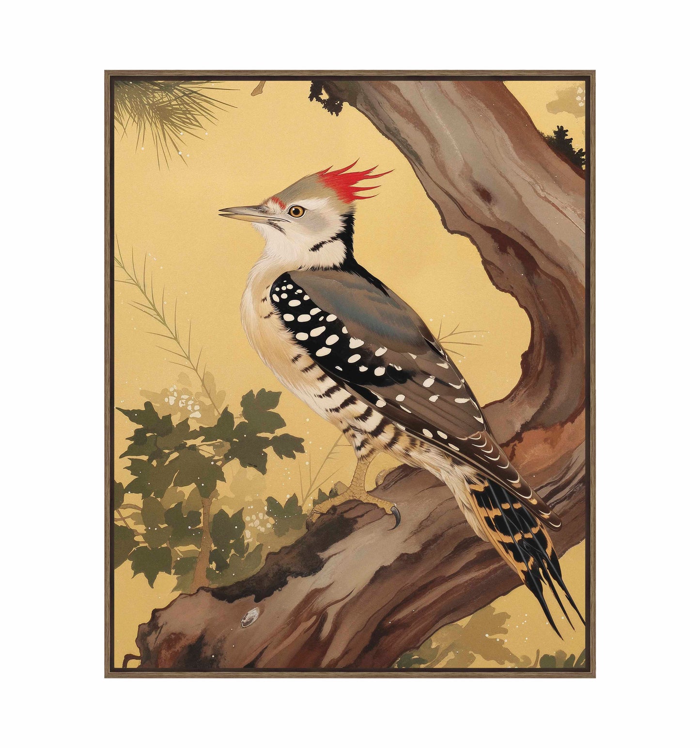 Echoes of the Forest - Woodpecker in Pine Haven - Gallery Wrapped Canvas