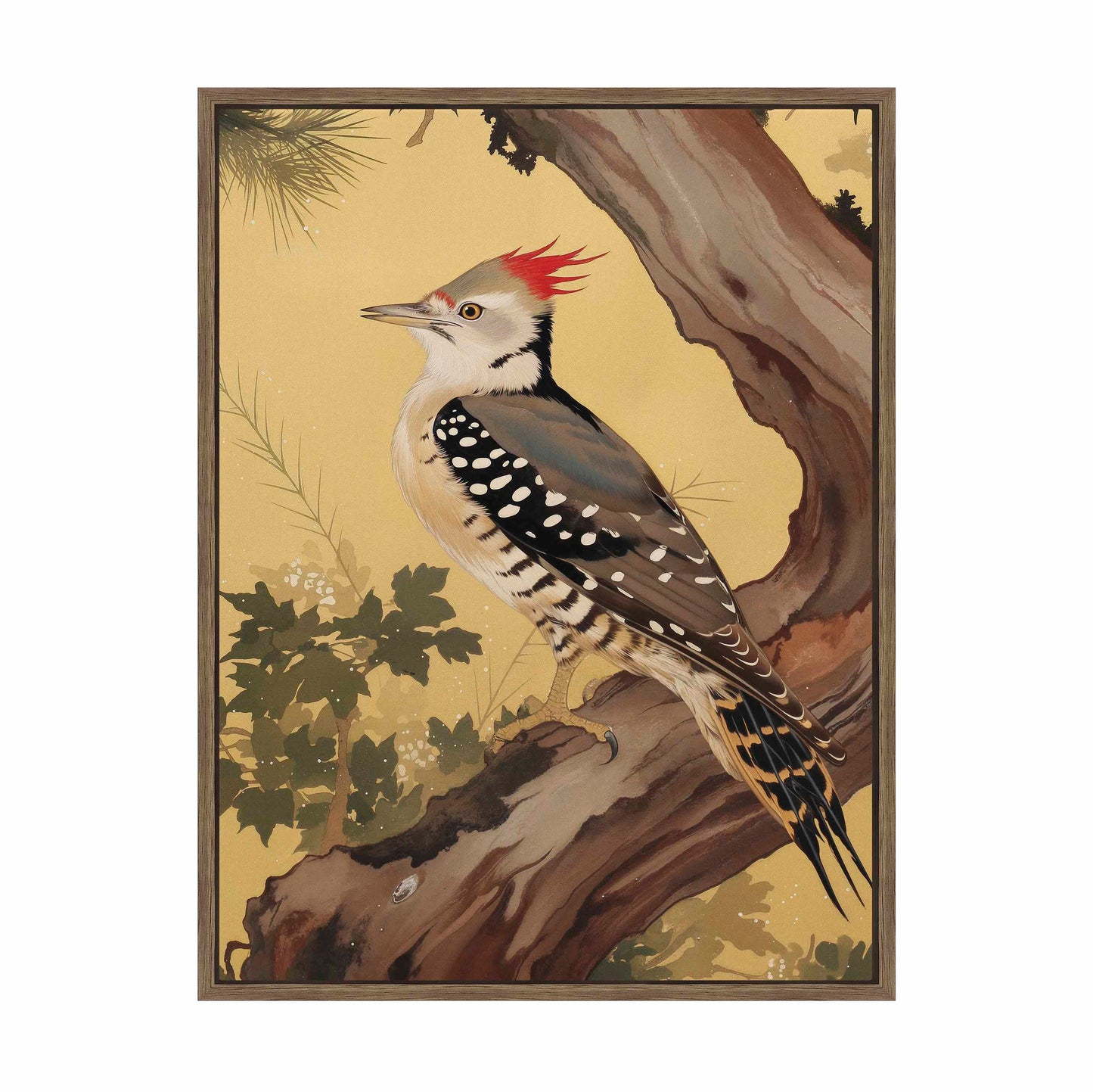 Echoes of the Forest - Woodpecker in Pine Haven - Gallery Wrapped Canvas