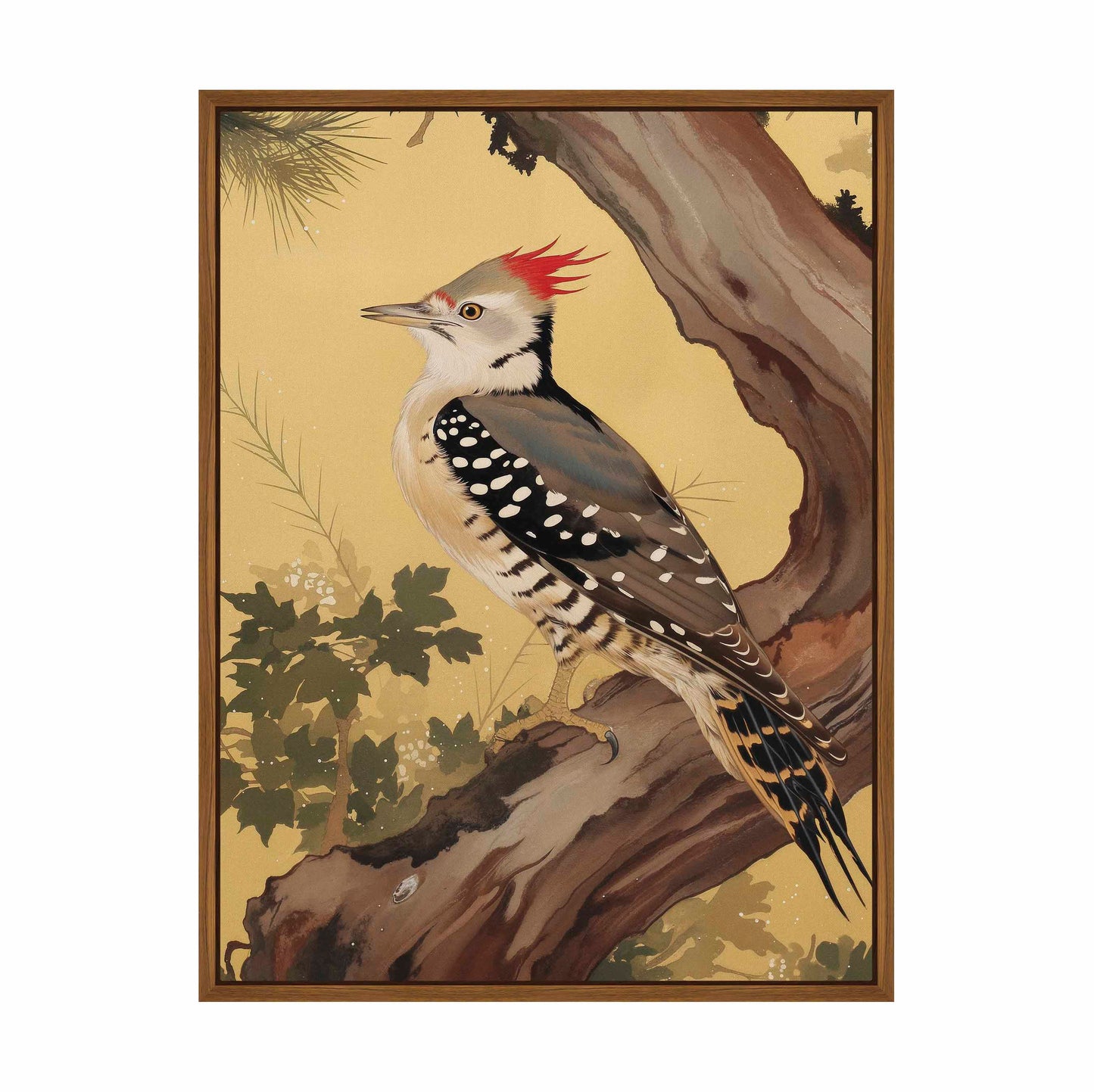Echoes of the Forest - Woodpecker in Pine Haven - Gallery Wrapped Canvas