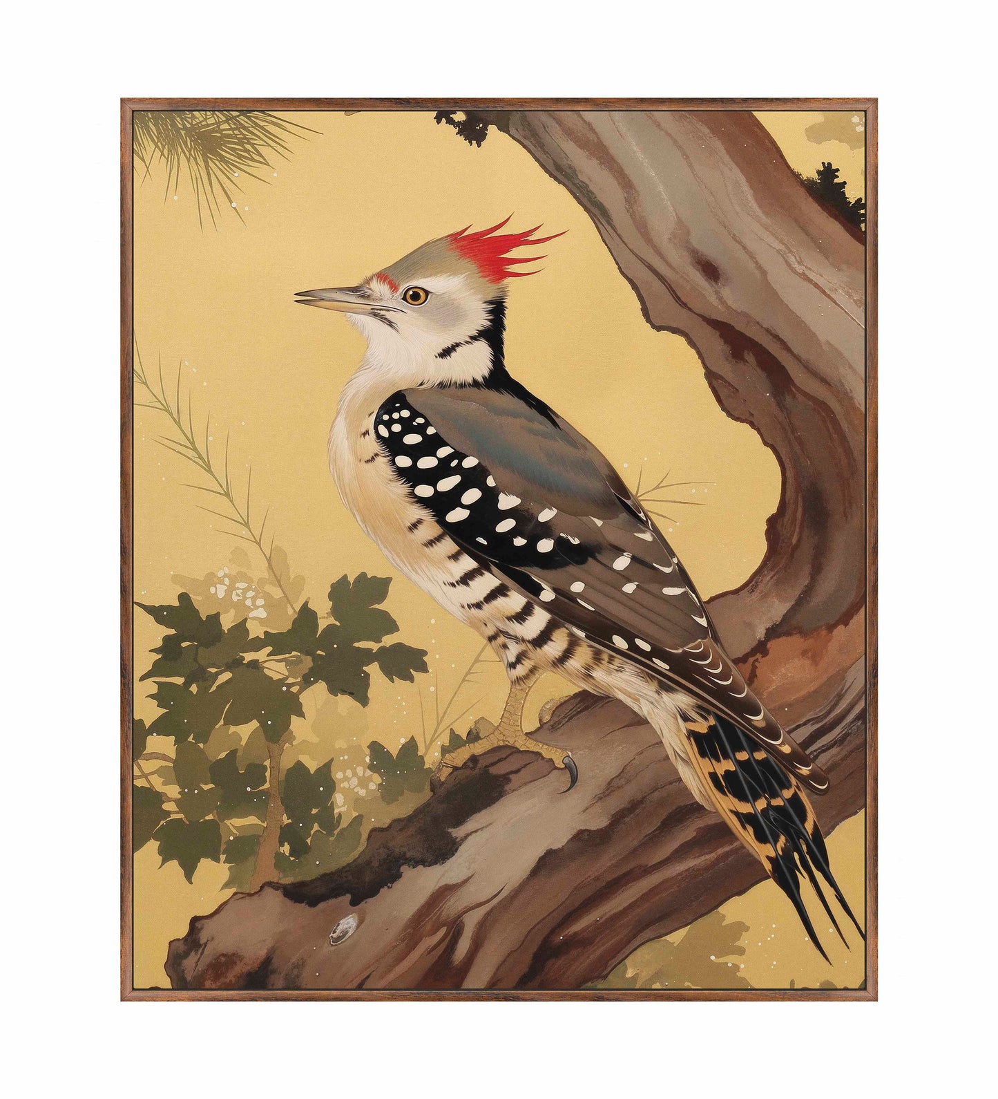 Echoes of the Forest - Woodpecker in Pine Haven - Gallery Wrapped Canvas