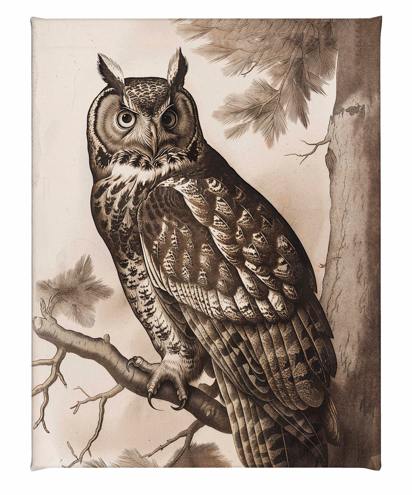 Silent Guardian - Great Horned Owl - Gallery Wrapped Canvas