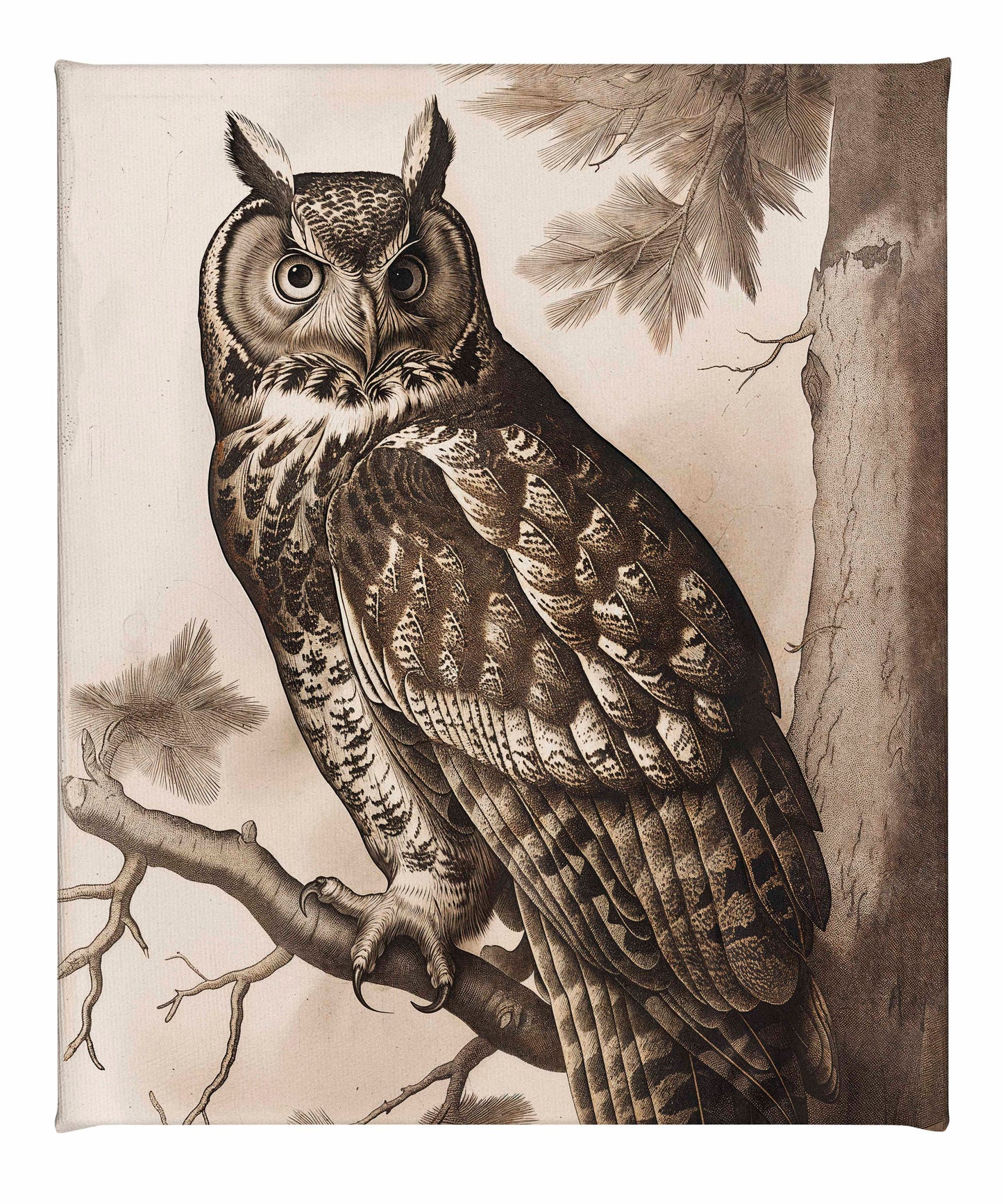 Silent Guardian - Great Horned Owl - Gallery Wrapped Canvas