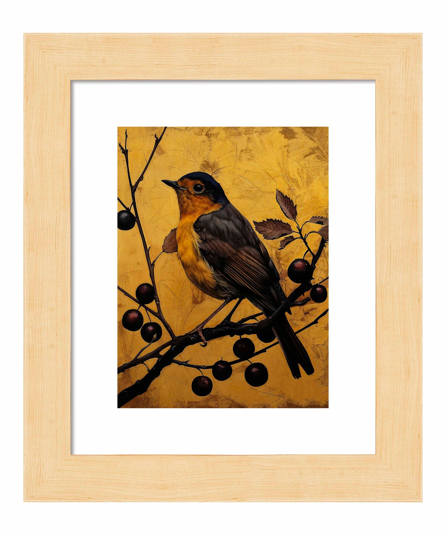 Autumn's Elegance - Robin Among Berries - Art Prints