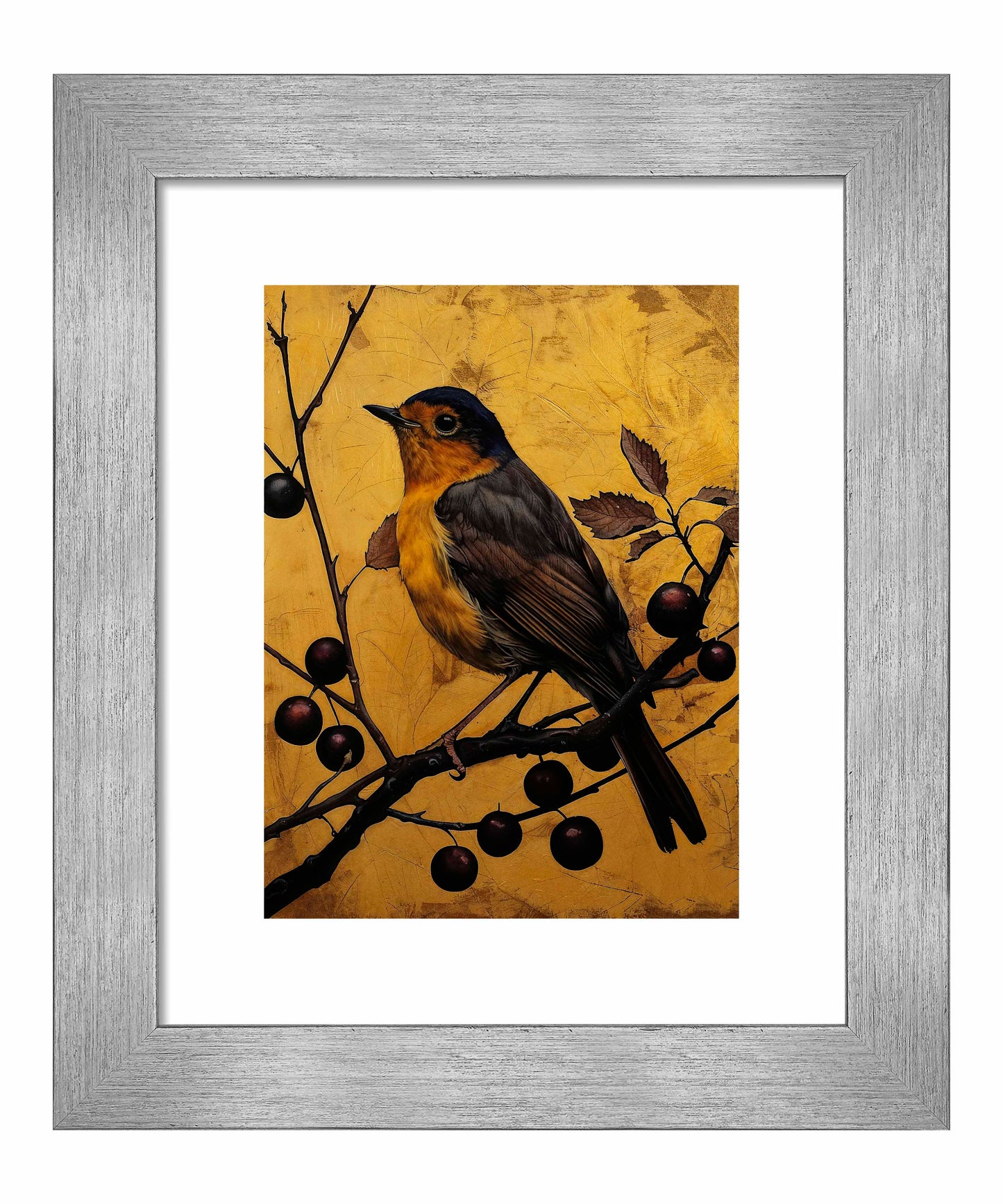 Autumn's Elegance - Robin Among Berries - Art Prints