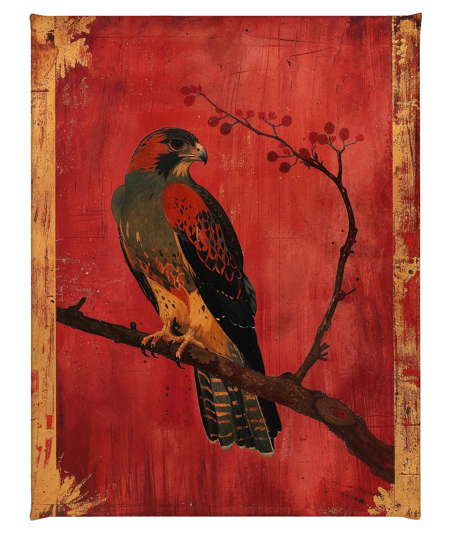 Crimson Majesty - Falcon of the Silk Road - Gallery Wrapped Canvas