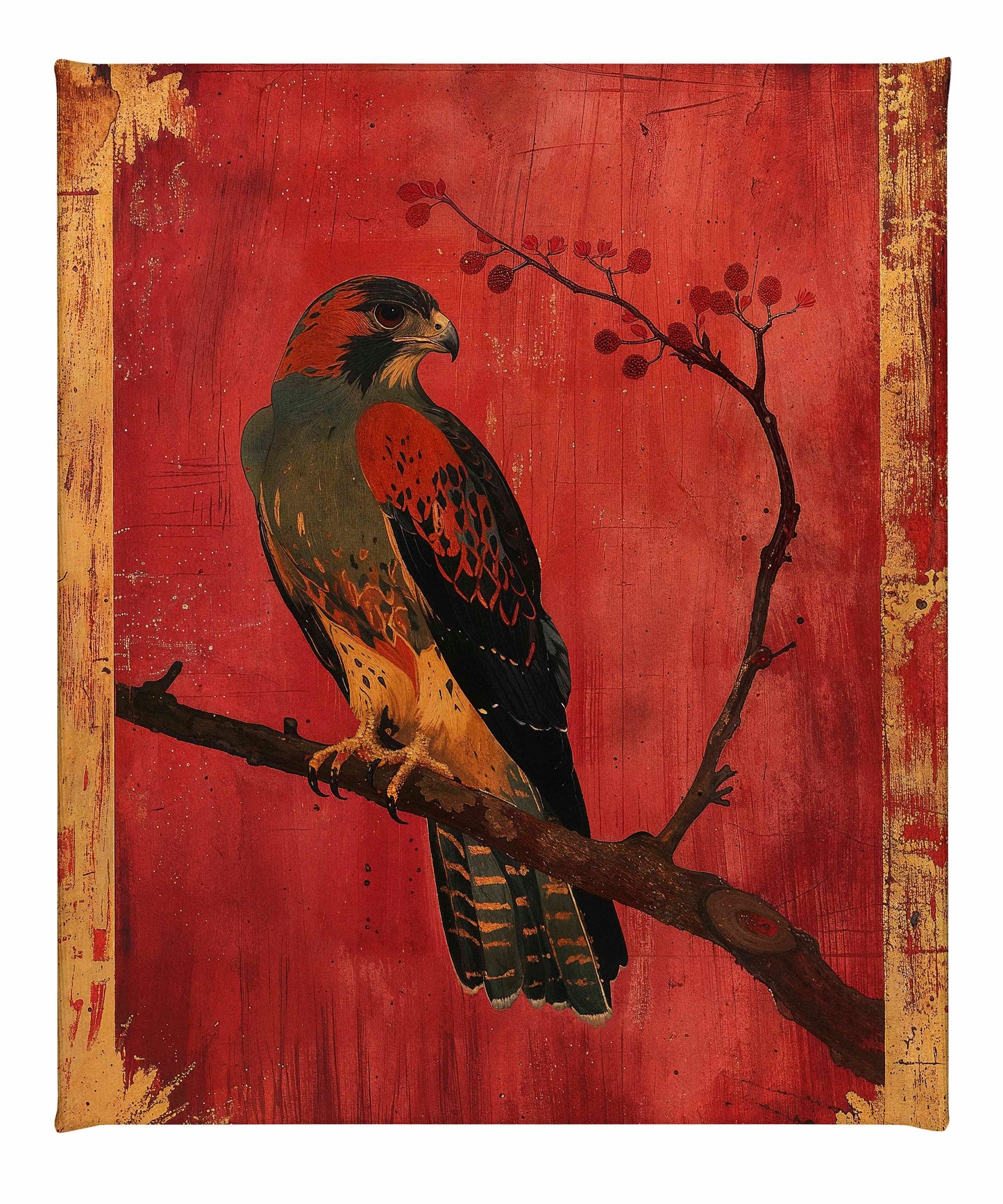 Crimson Majesty - Falcon of the Silk Road - Gallery Wrapped Canvas