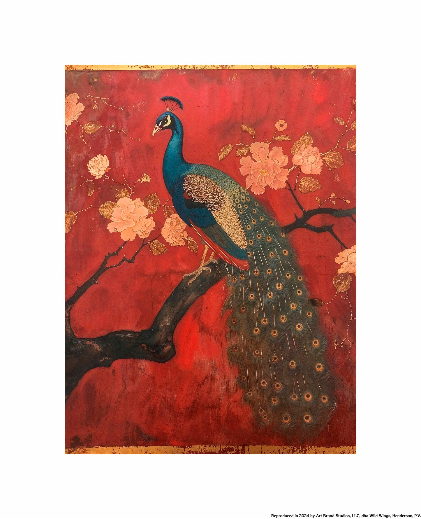 Opulent Grace - Peacock Amidst Blossoms - Art Prints