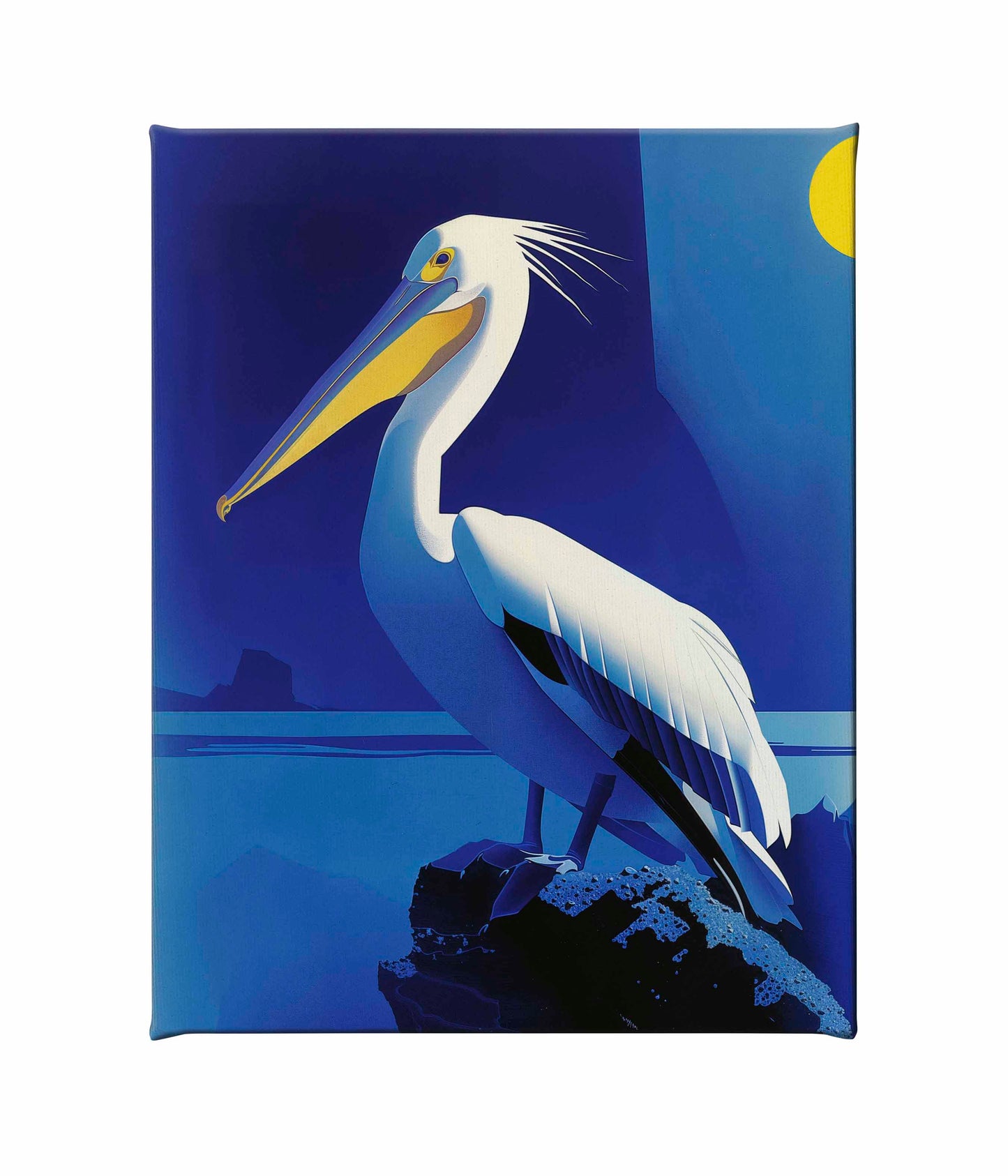 Moonlit Majesty - Pelican by the Sea - Gallery Wrapped Canvas