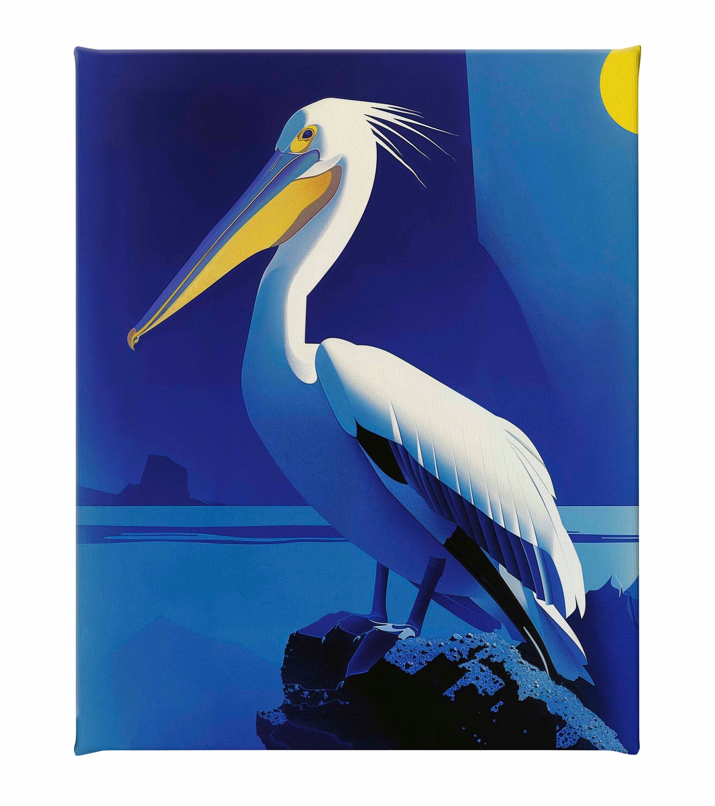Moonlit Majesty - Pelican by the Sea - Gallery Wrapped Canvas
