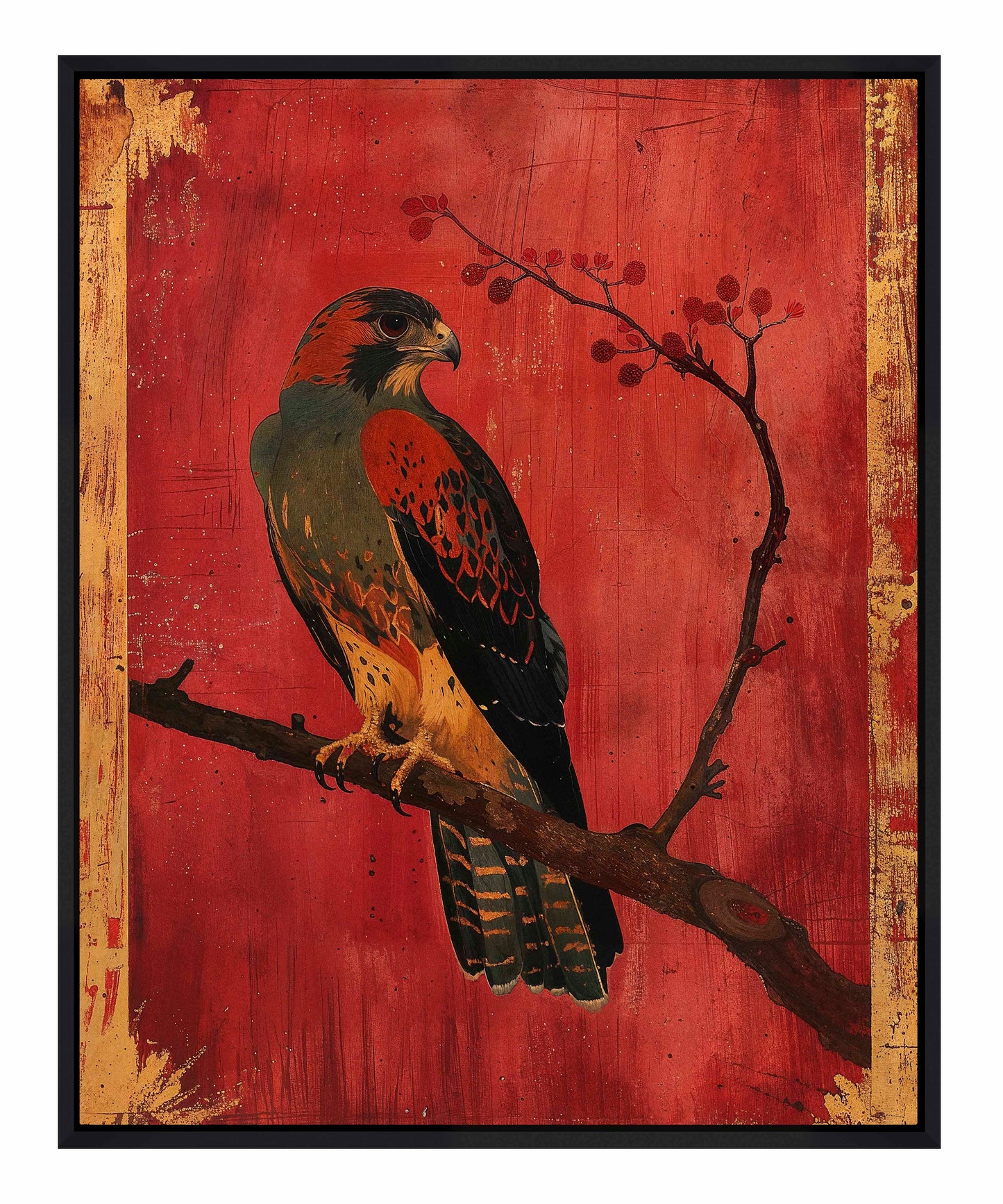 Crimson Majesty - Falcon of the Silk Road - Gallery Wrapped Canvas