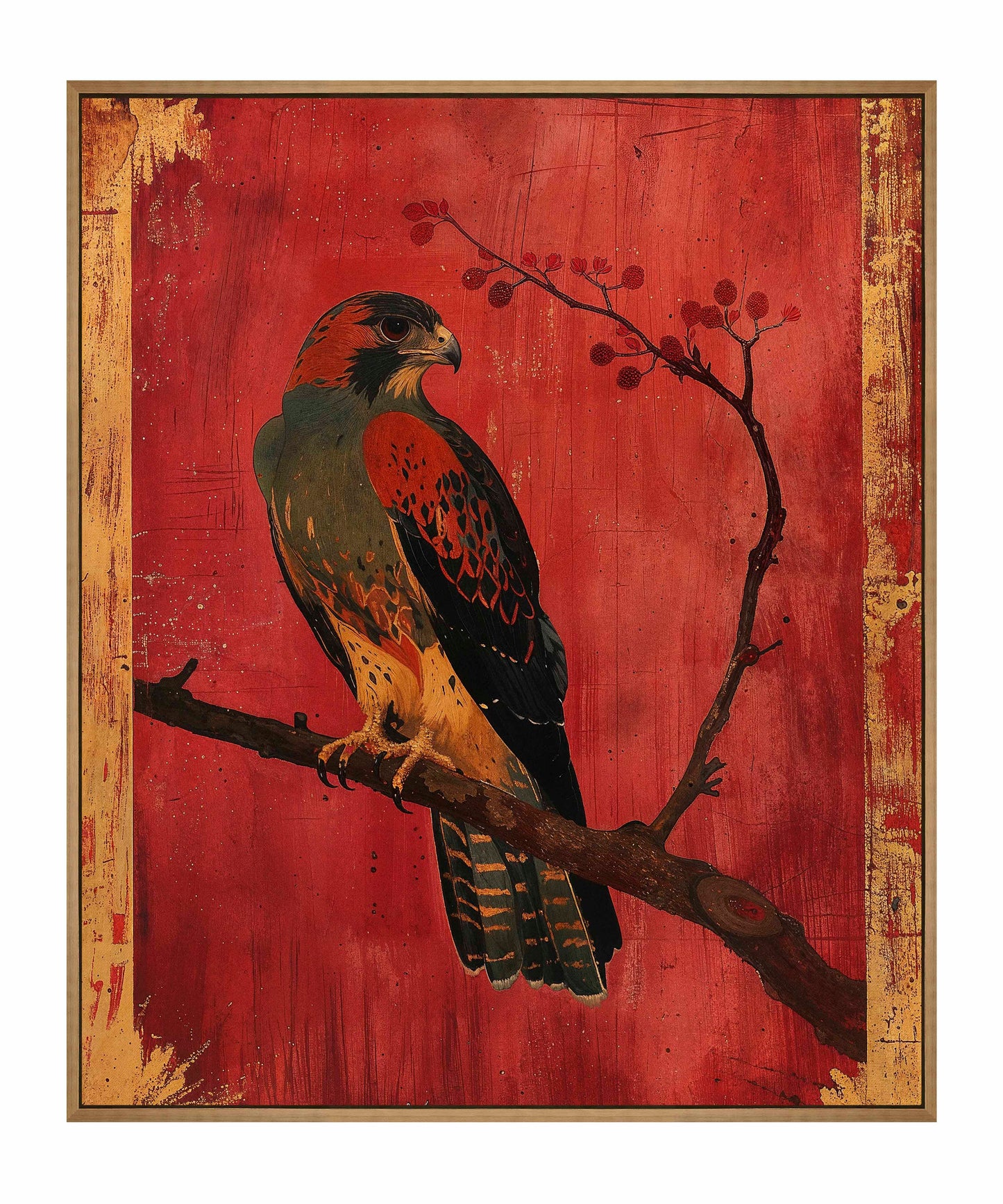 Crimson Majesty - Falcon of the Silk Road - Gallery Wrapped Canvas