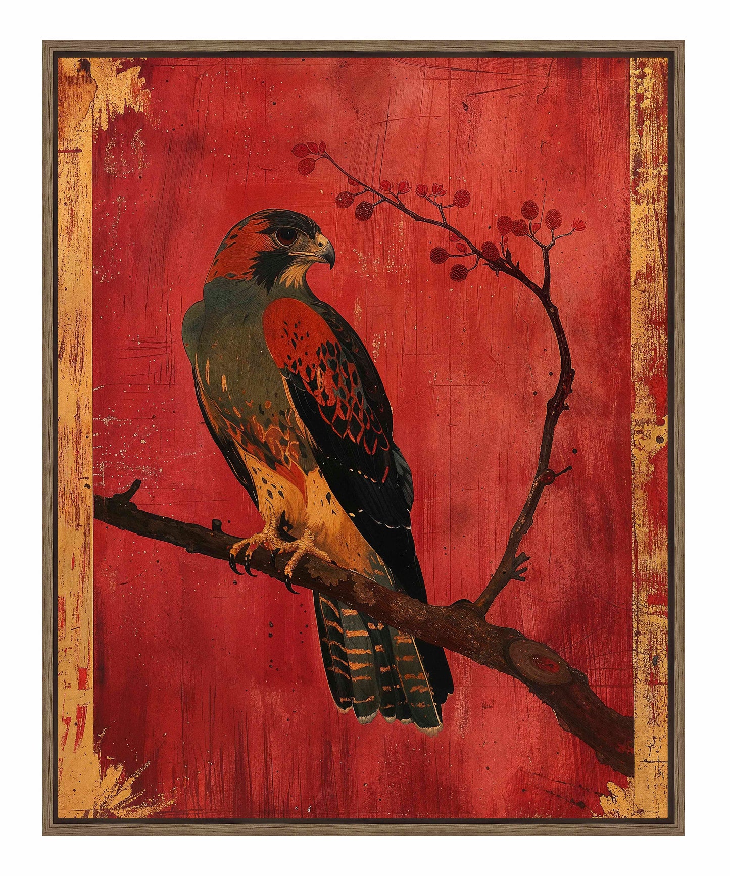 Crimson Majesty - Falcon of the Silk Road - Gallery Wrapped Canvas