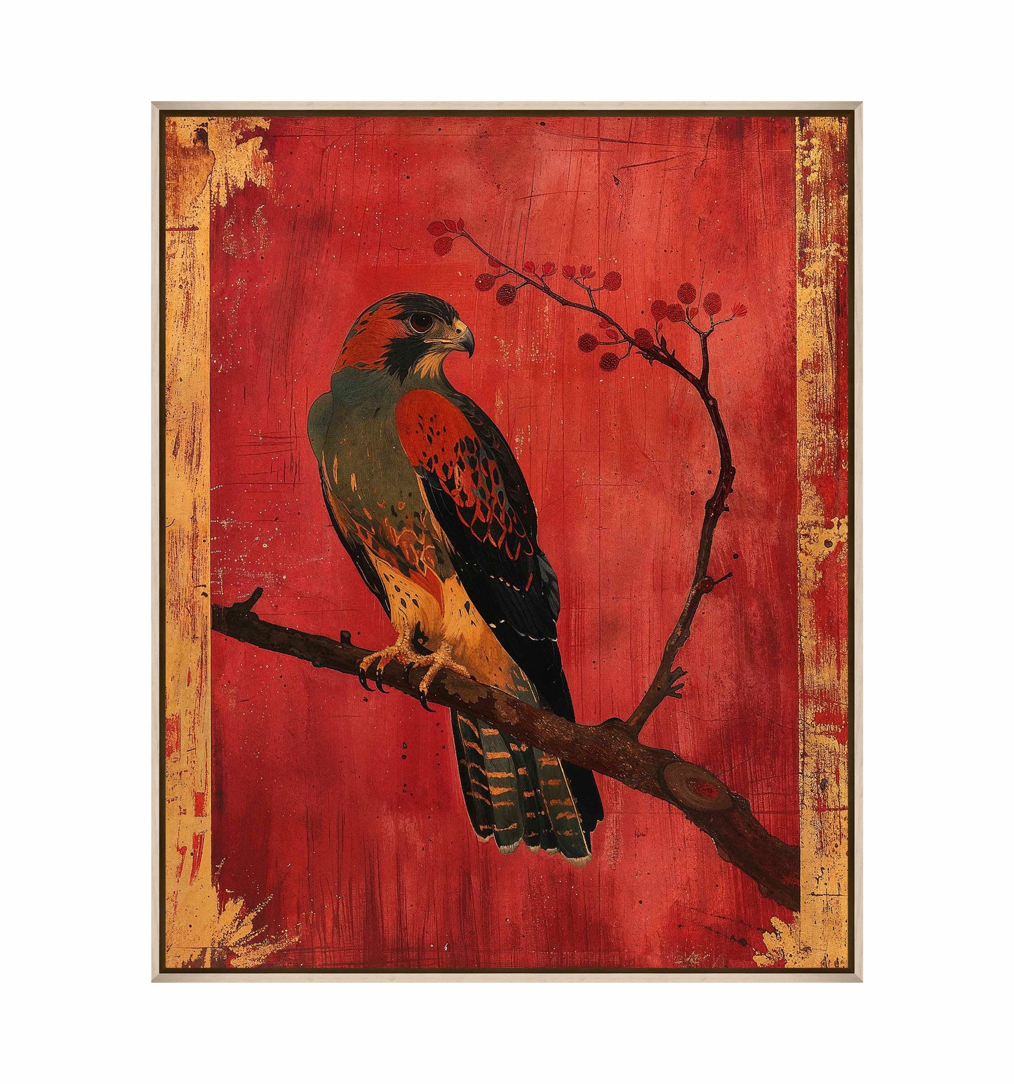 Crimson Majesty - Falcon of the Silk Road - Gallery Wrapped Canvas