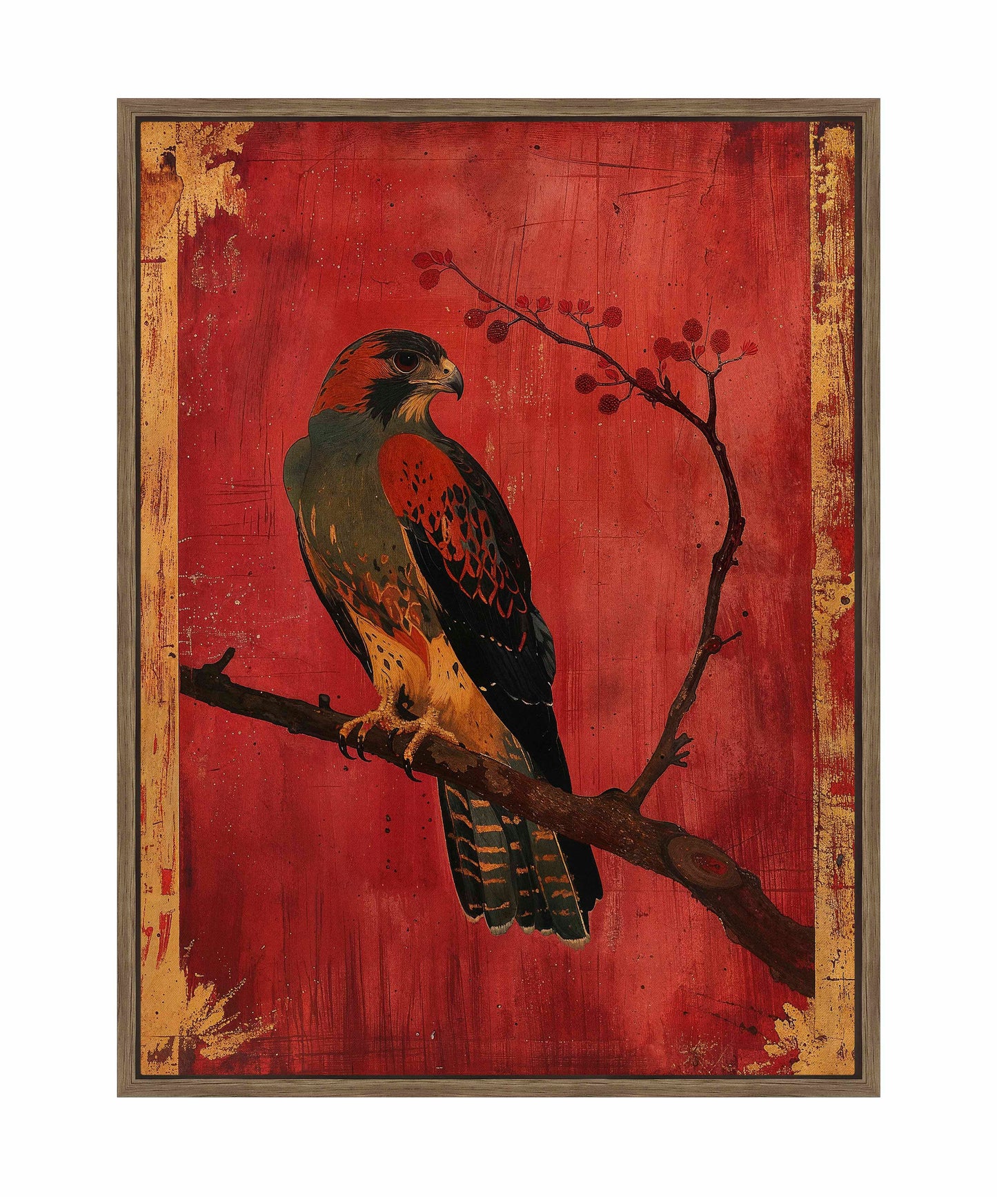 Crimson Majesty - Falcon of the Silk Road - Gallery Wrapped Canvas