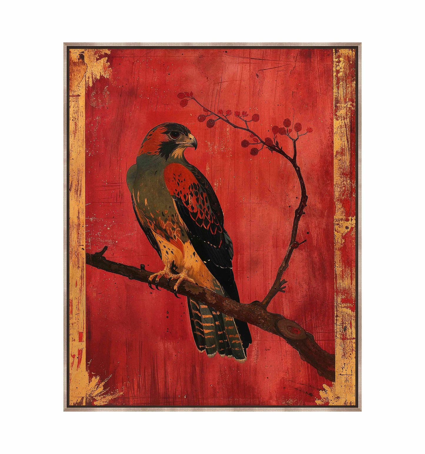 Crimson Majesty - Falcon of the Silk Road - Gallery Wrapped Canvas