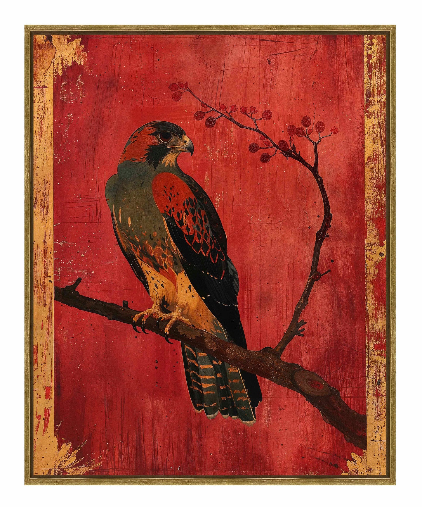 Crimson Majesty - Falcon of the Silk Road - Gallery Wrapped Canvas