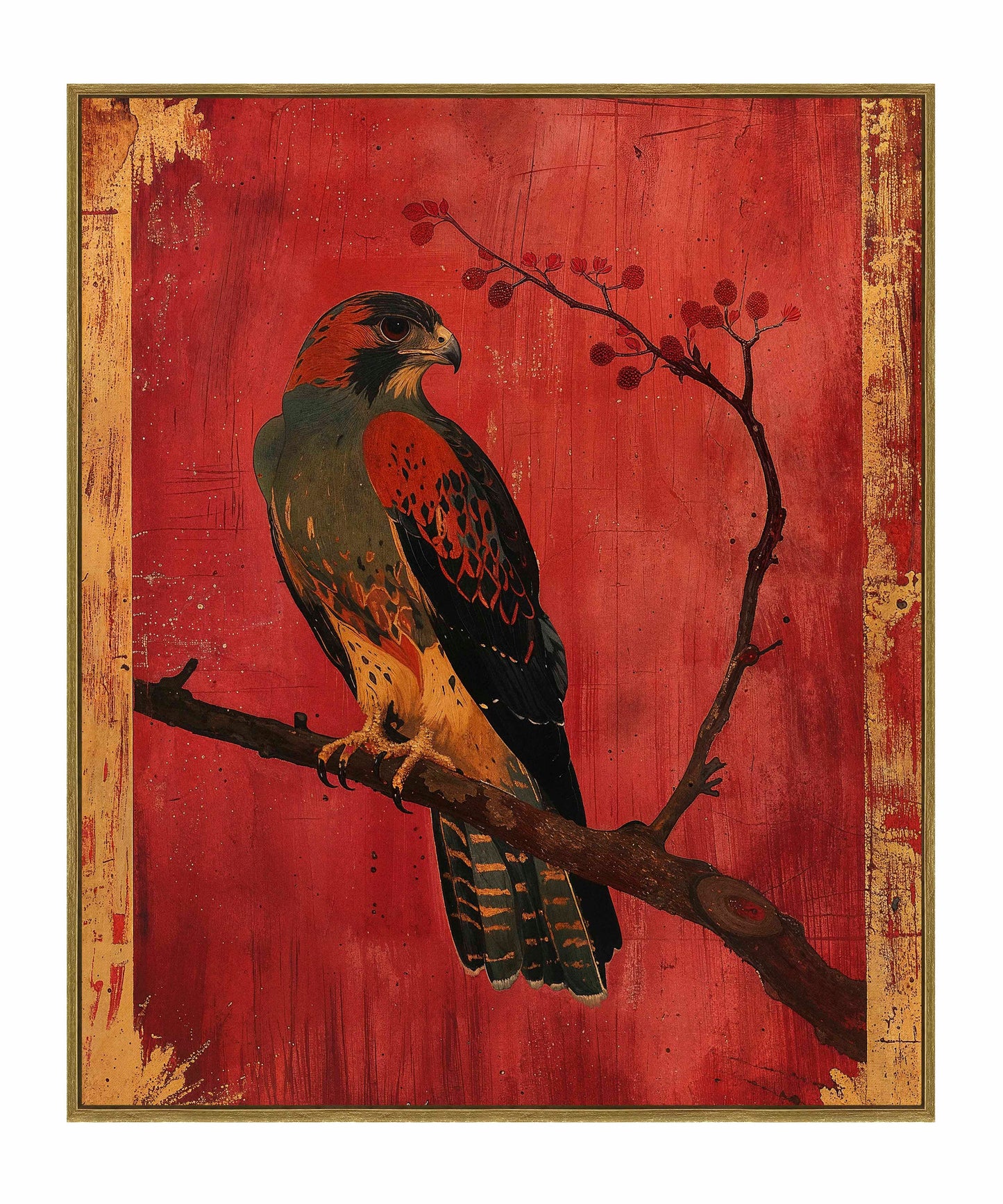 Crimson Majesty - Falcon of the Silk Road - Gallery Wrapped Canvas