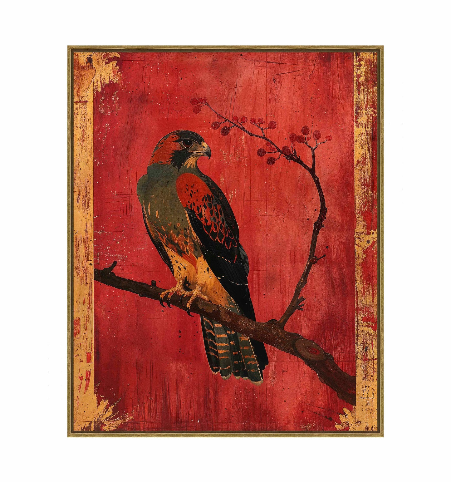 Crimson Majesty - Falcon of the Silk Road - Gallery Wrapped Canvas