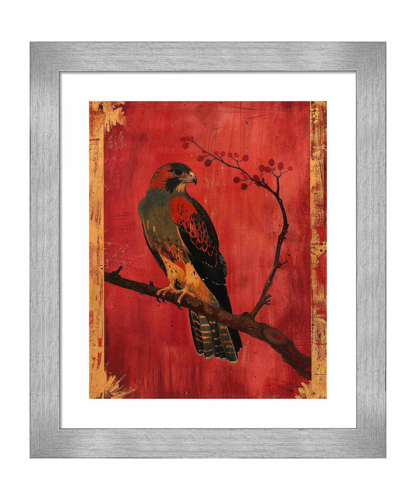 Crimson Majesty - Falcon of the Silk Road - Art Prints
