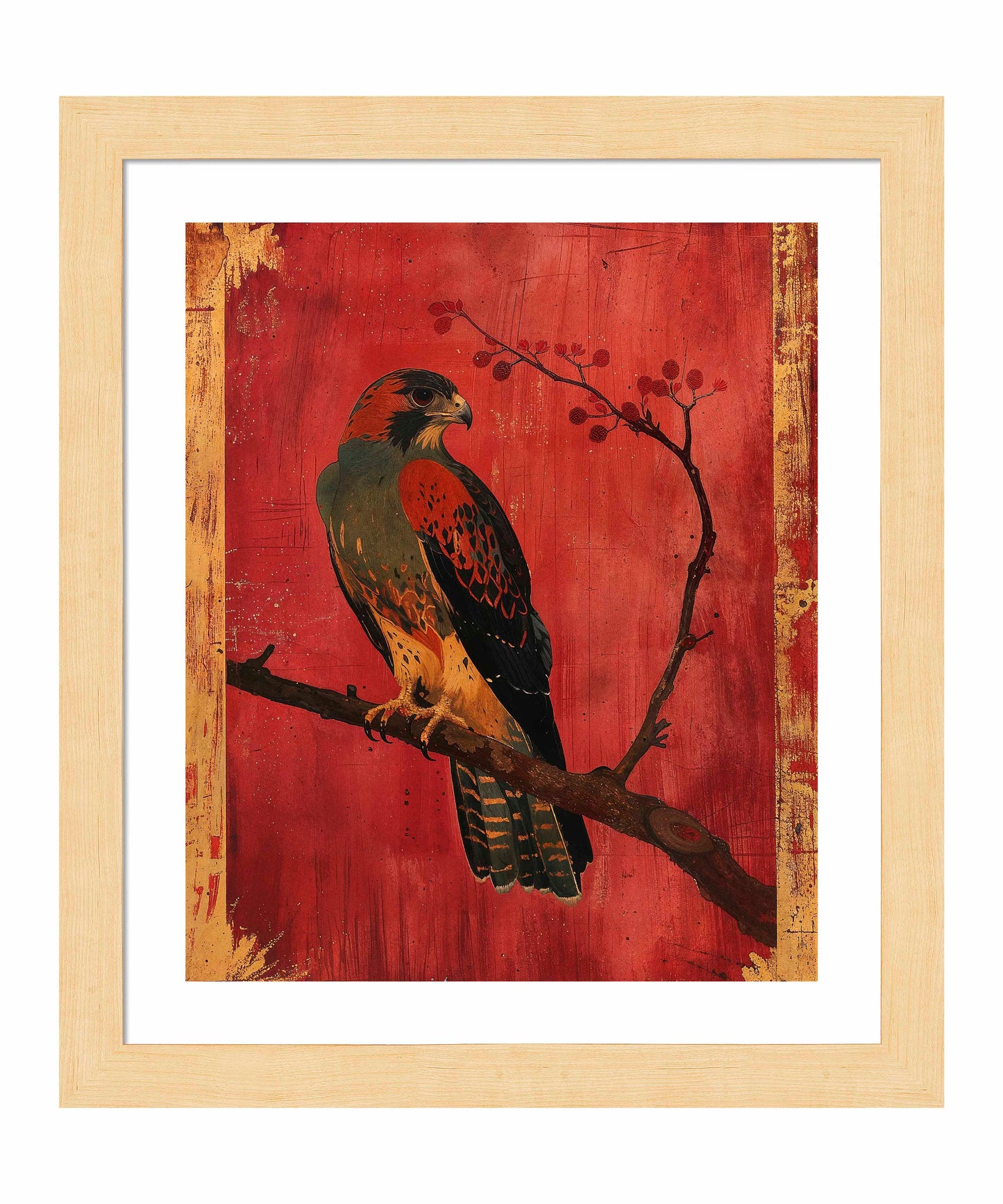 Crimson Majesty - Falcon of the Silk Road - Art Prints