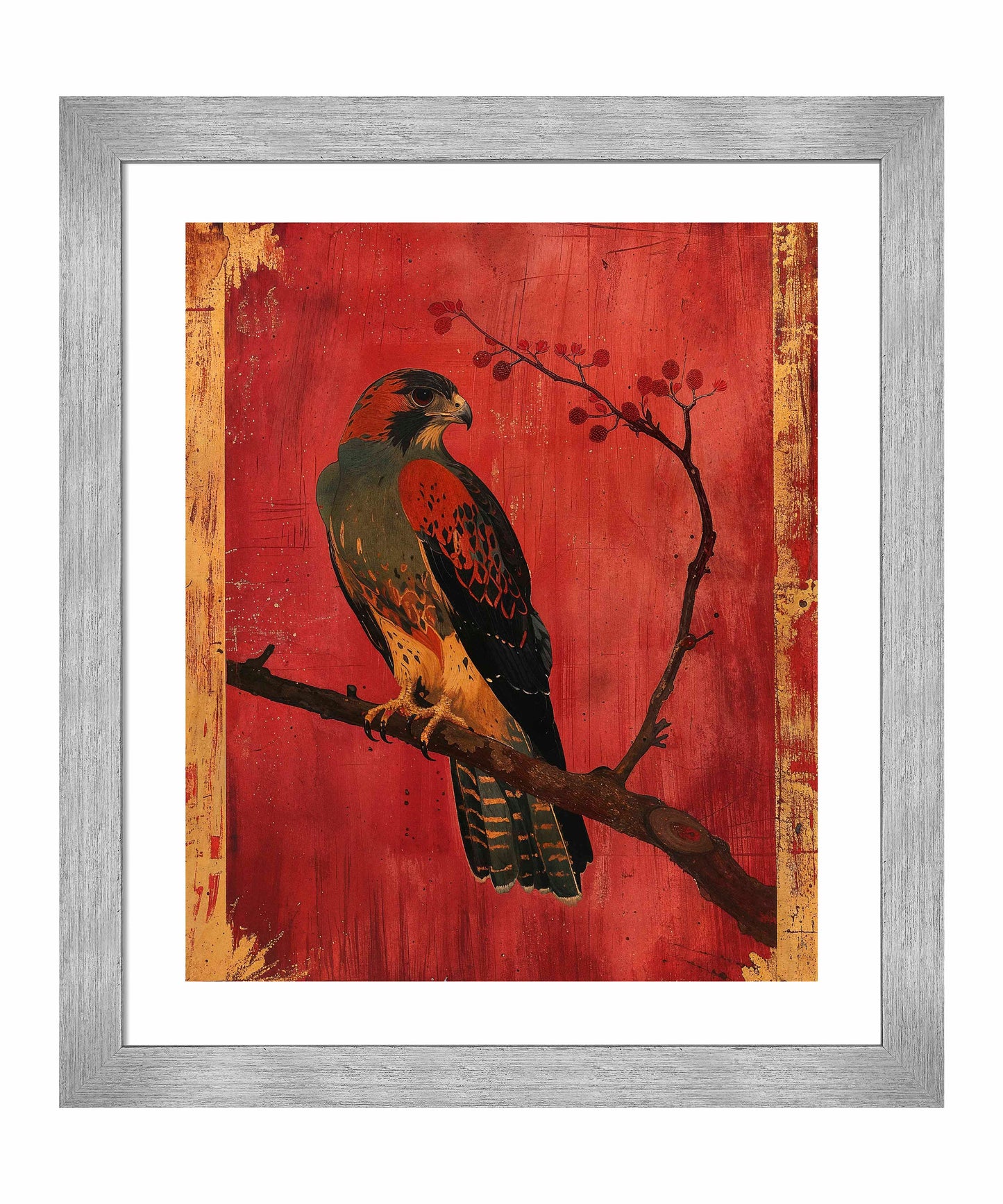 Crimson Majesty - Falcon of the Silk Road - Art Prints