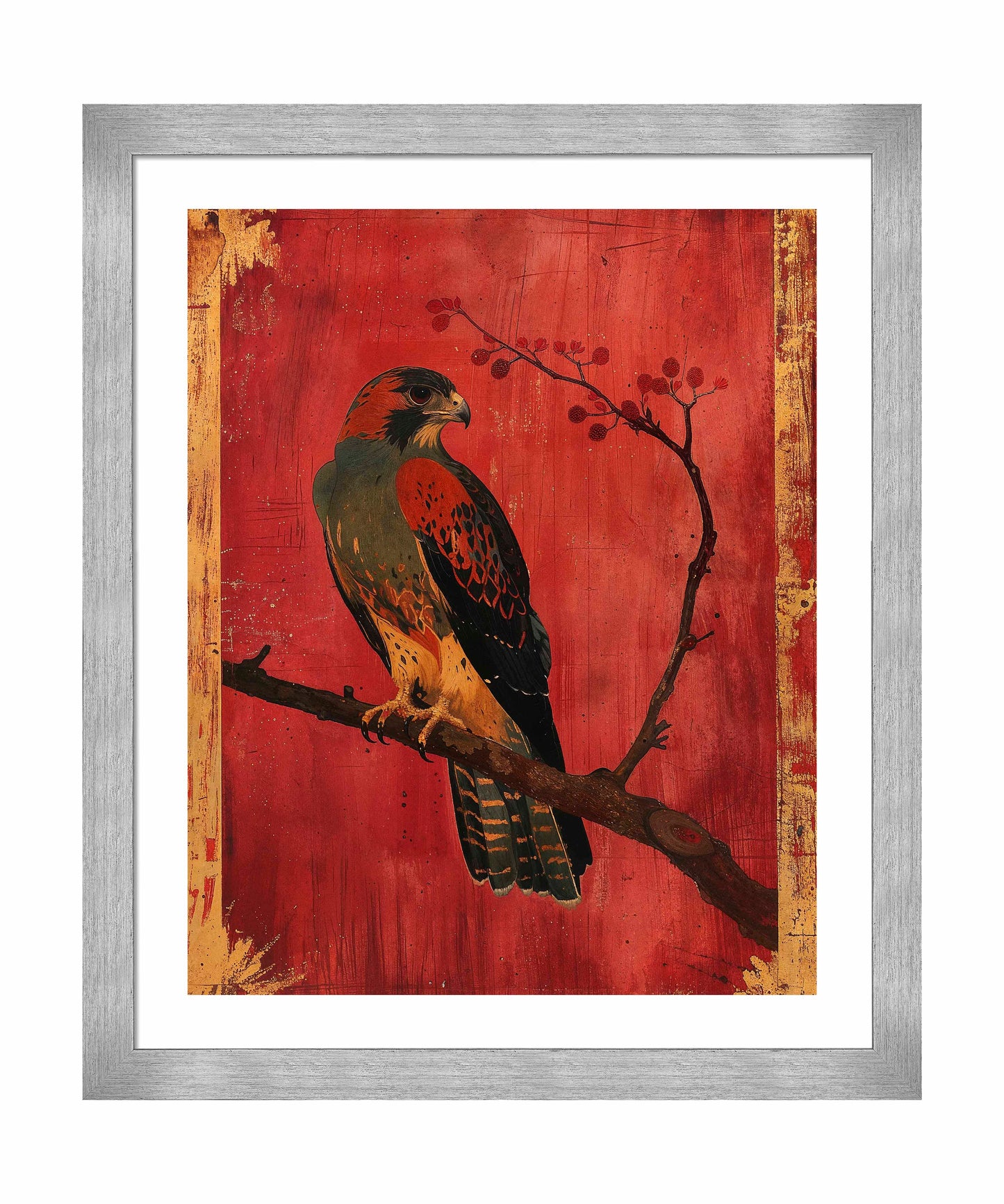 Crimson Majesty - Falcon of the Silk Road - Art Prints