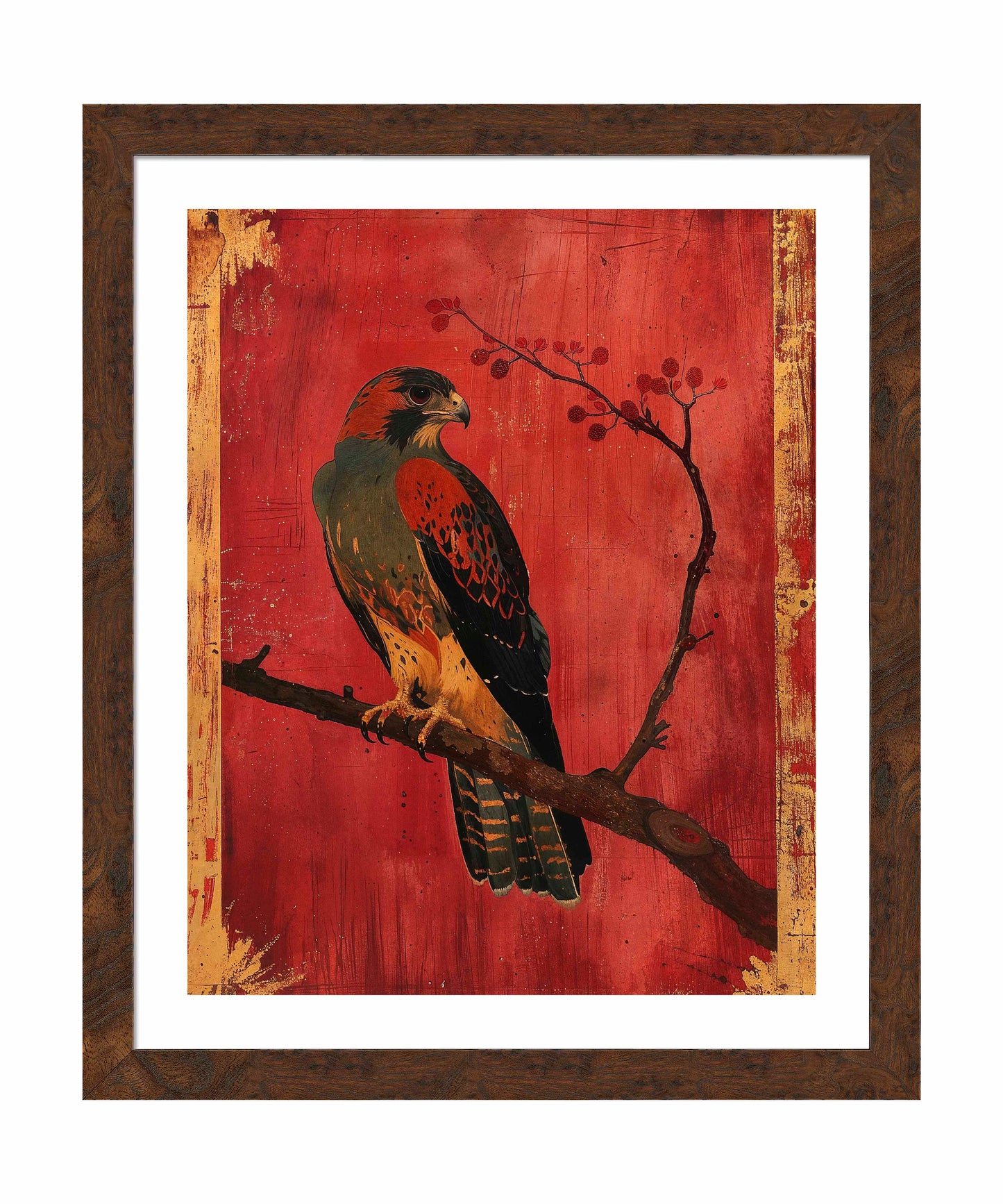 Crimson Majesty - Falcon of the Silk Road - Art Prints