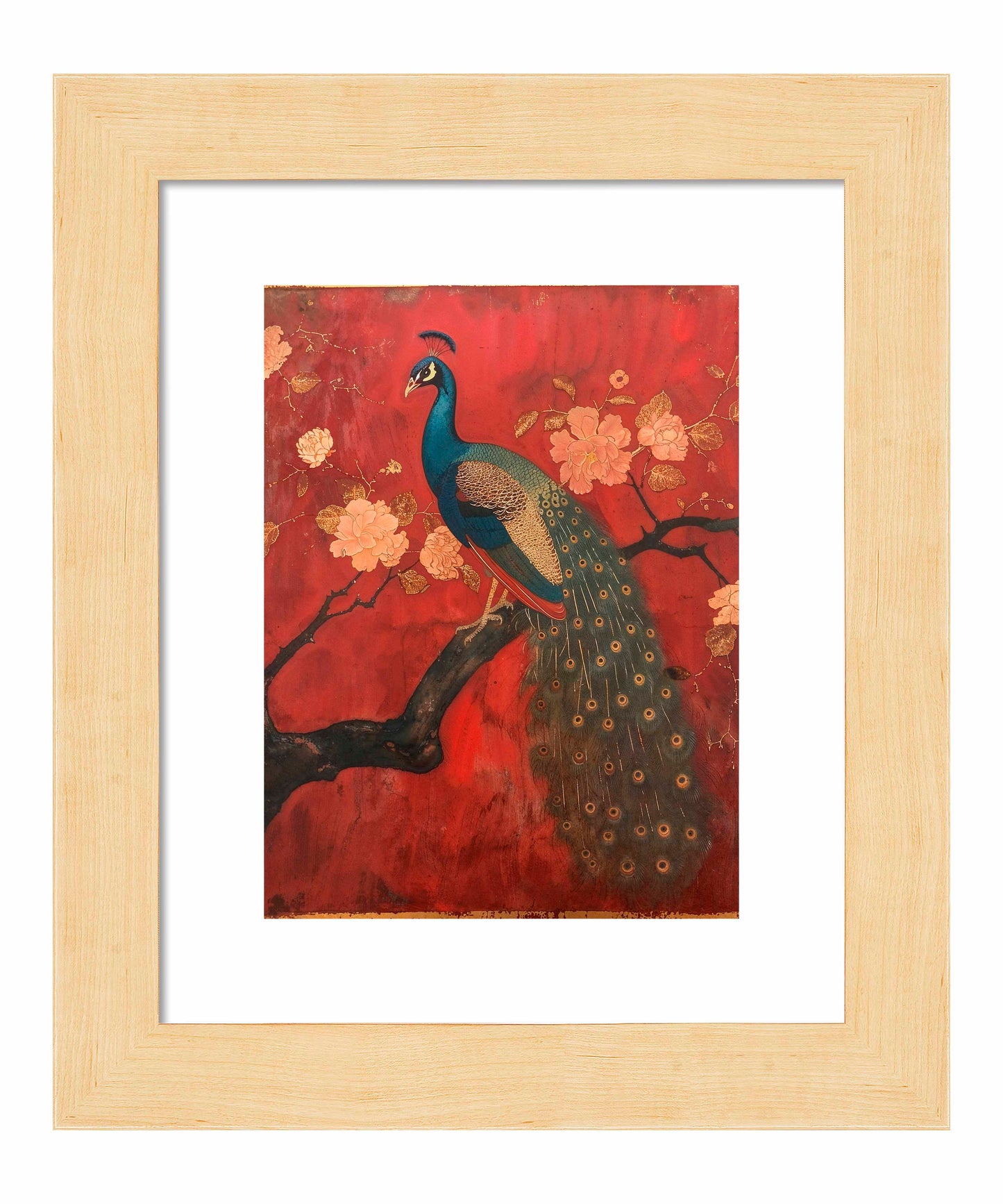 Opulent Grace - Peacock Amidst Blossoms - Art Prints