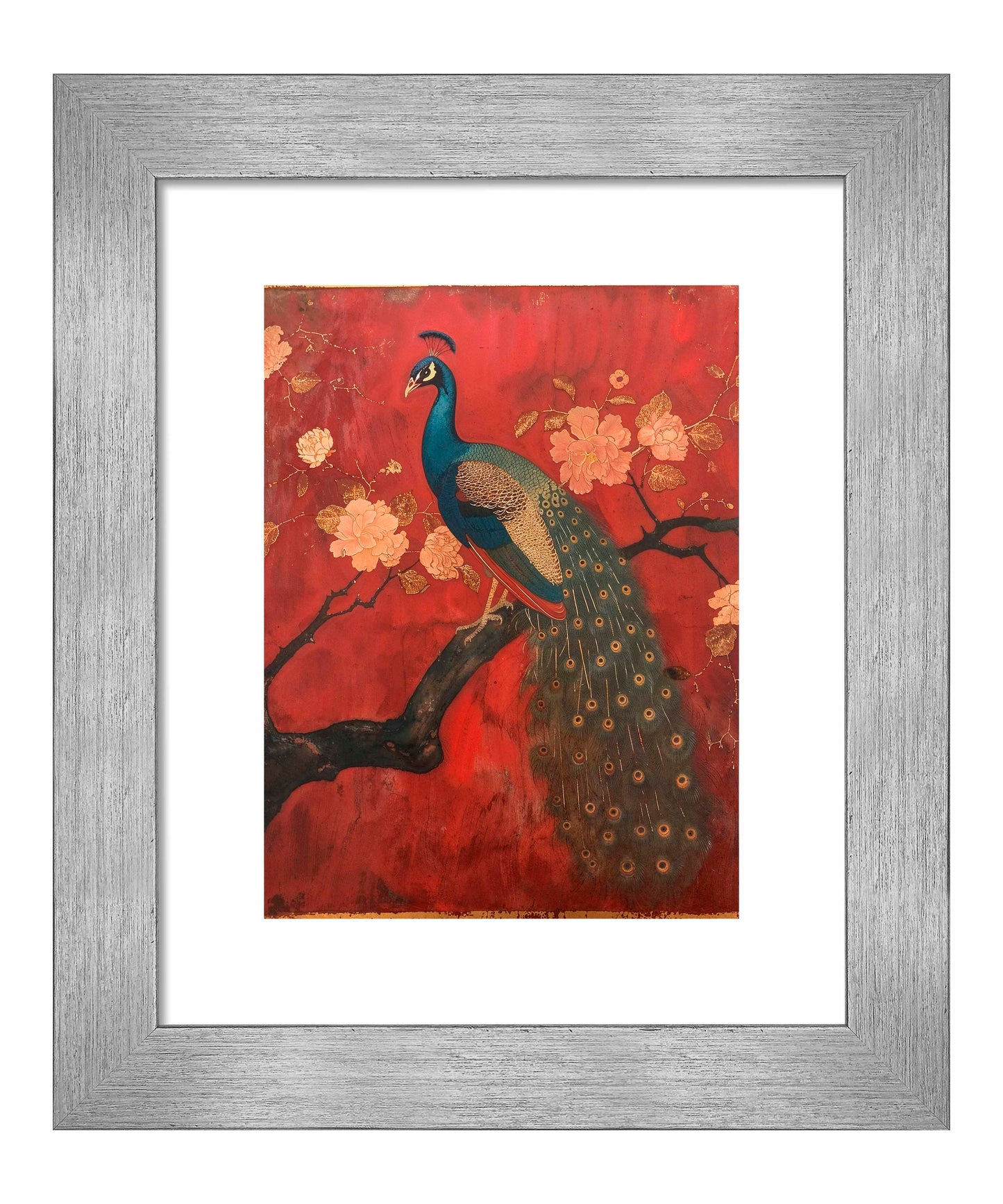 Opulent Grace - Peacock Amidst Blossoms - Art Prints
