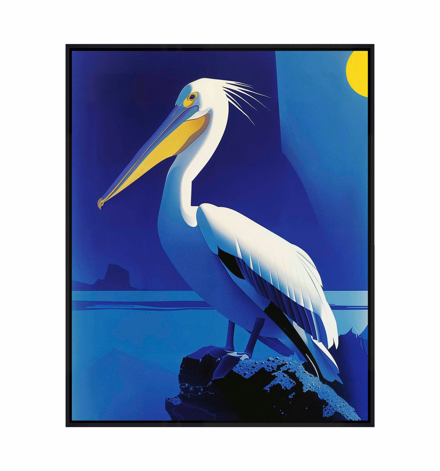 Moonlit Majesty - Pelican by the Sea - Gallery Wrapped Canvas